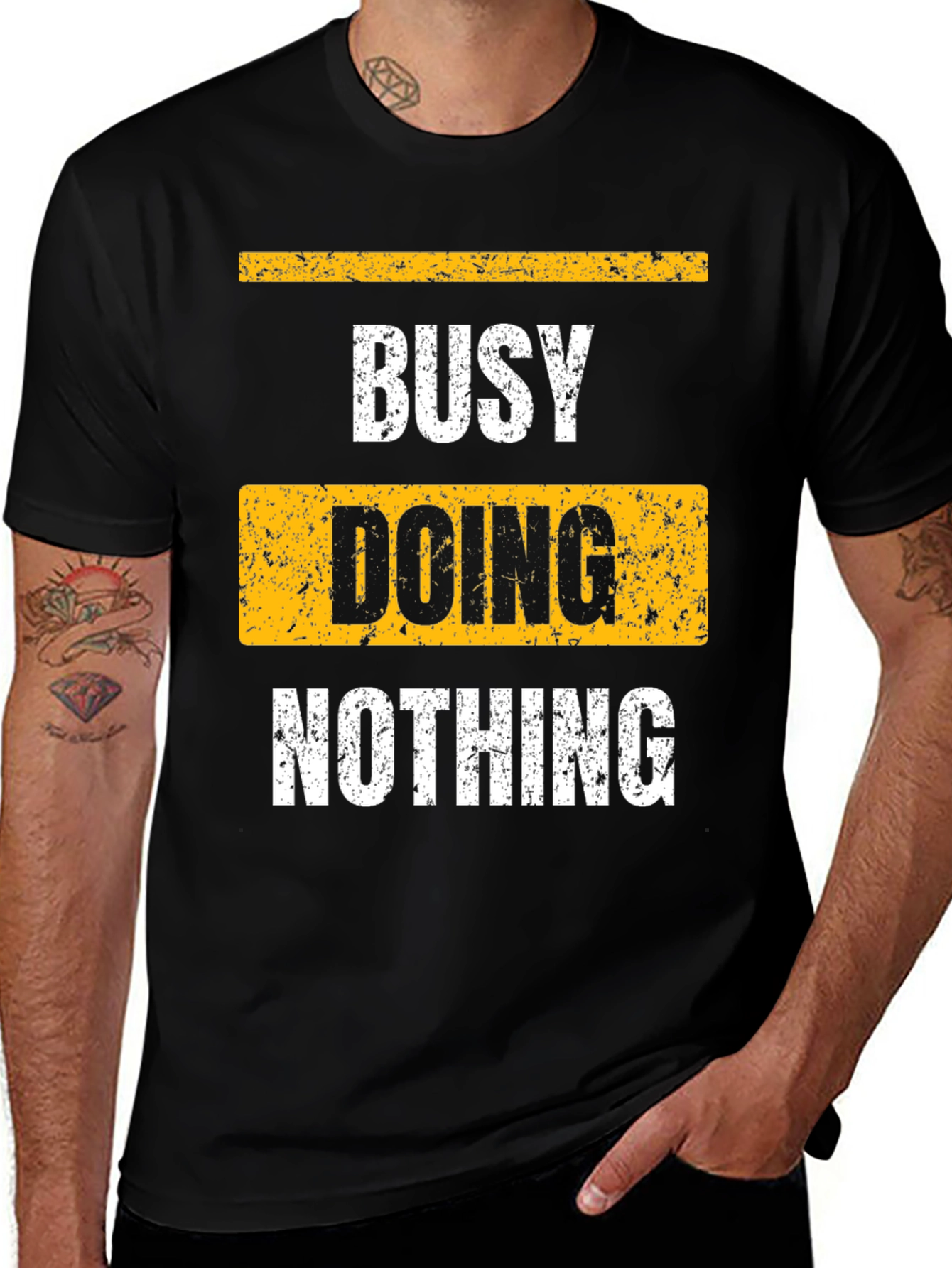Variant 19 of Busy Doing Nothing Black Graphic T-Shirt