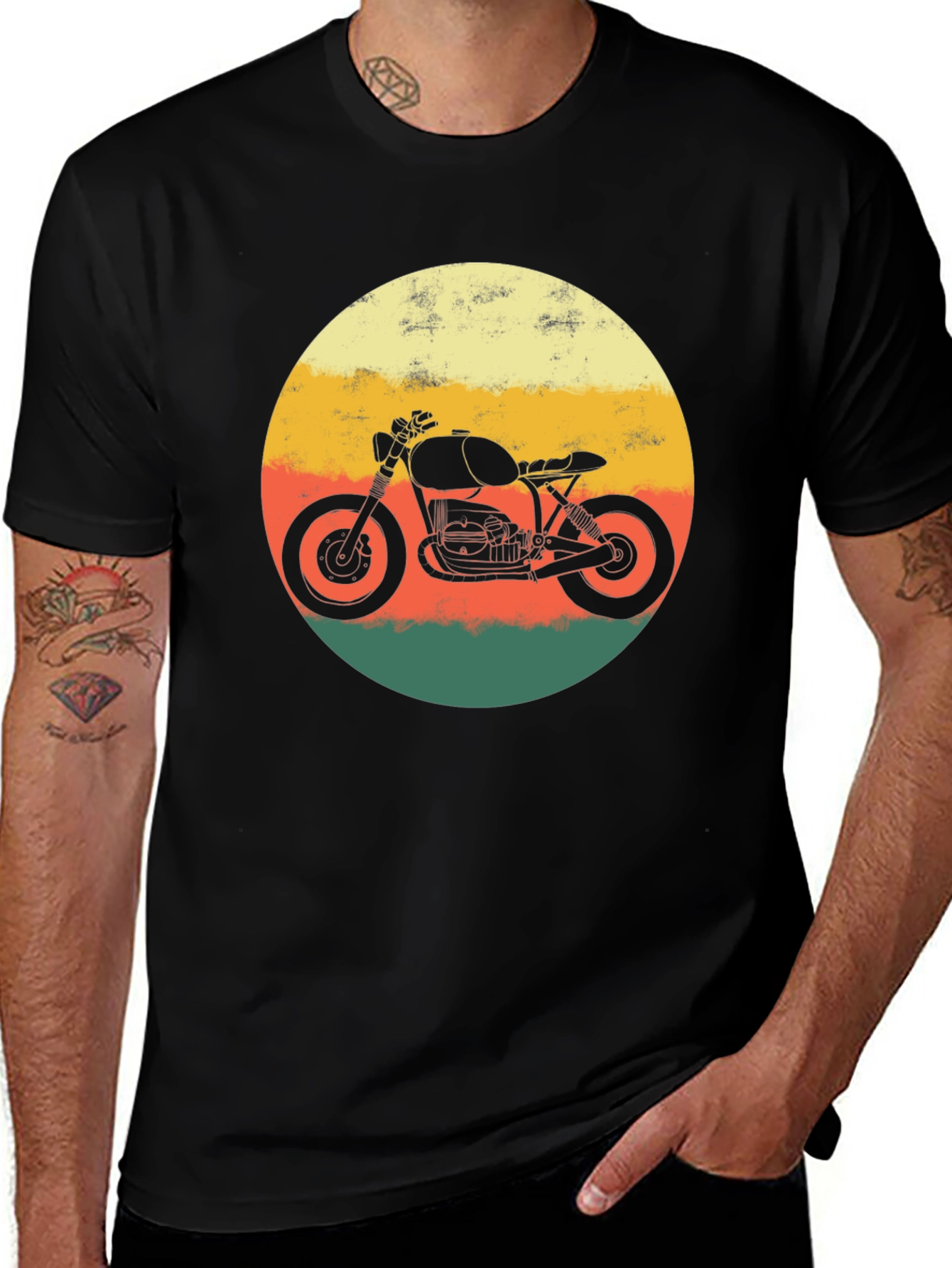Variant 2 of Retro Motorcycle T-Shirt - Black