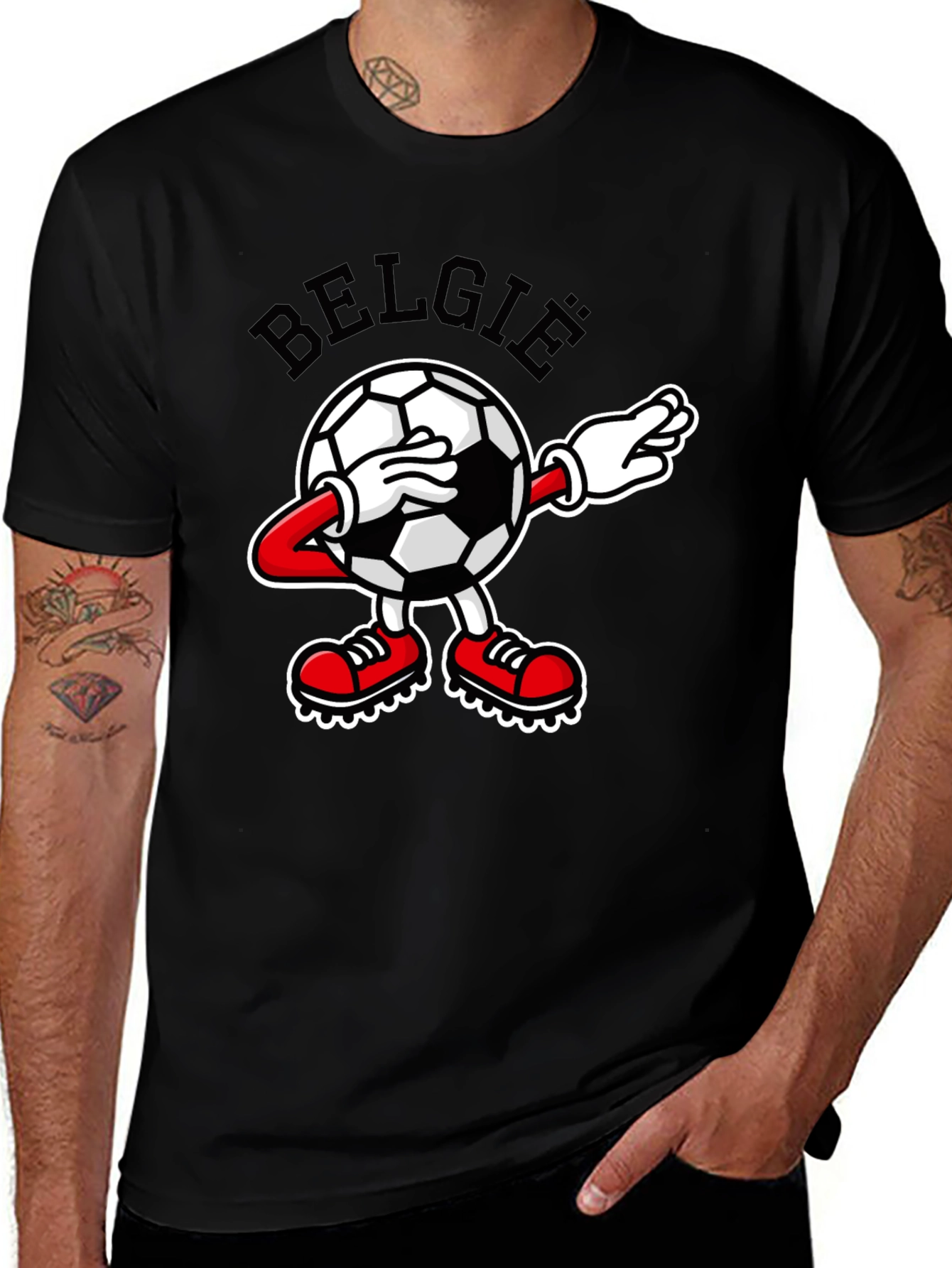 Variant 6 of Belgie Dabbing Soccer Ball Black T-Shirt