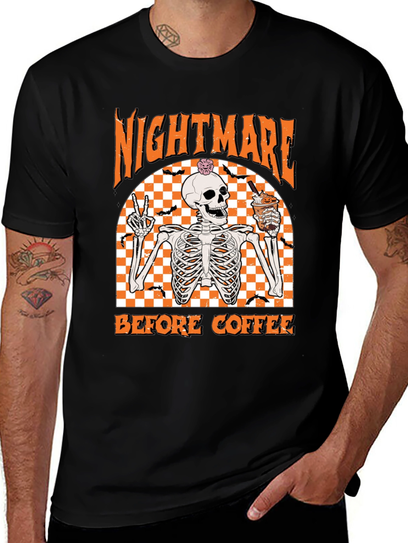 Nightmare Before Coffee Halloween Skeleton T-Shirt