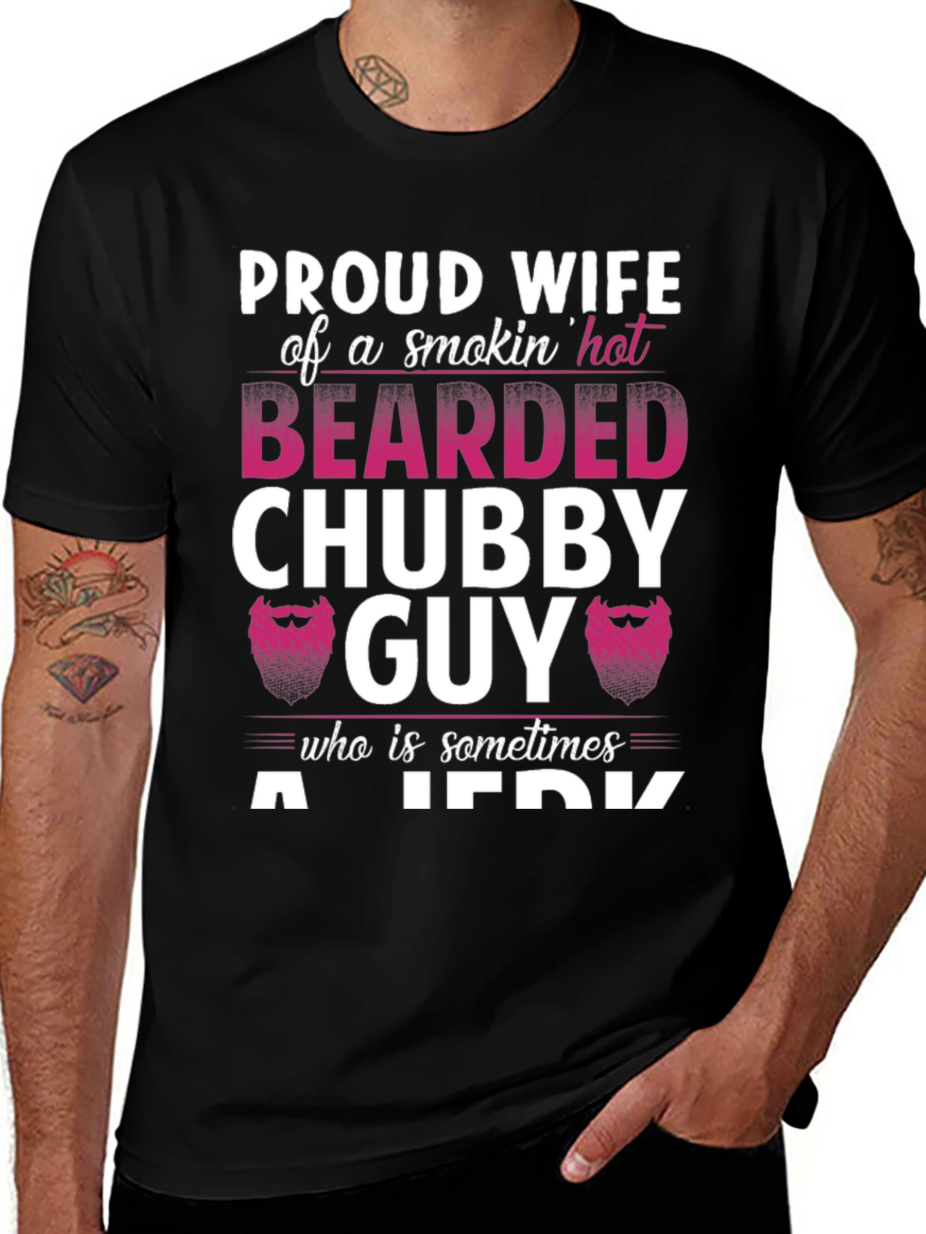 Black Proud Wife Bearded Chubby Guy T-Shirt main image