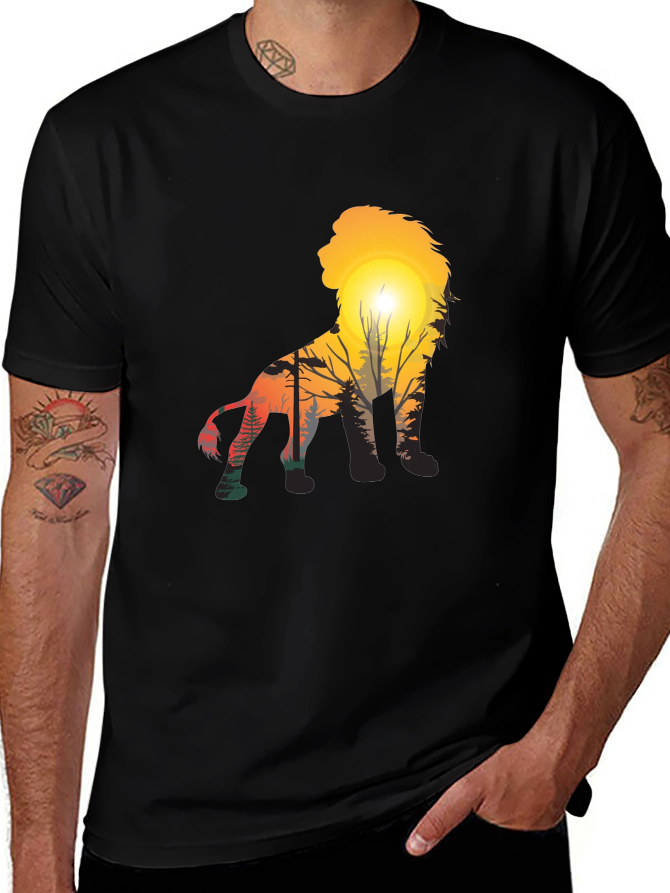Variant 23 of Lion Sunset Graphic Tee - Unique Men's T-Shirt