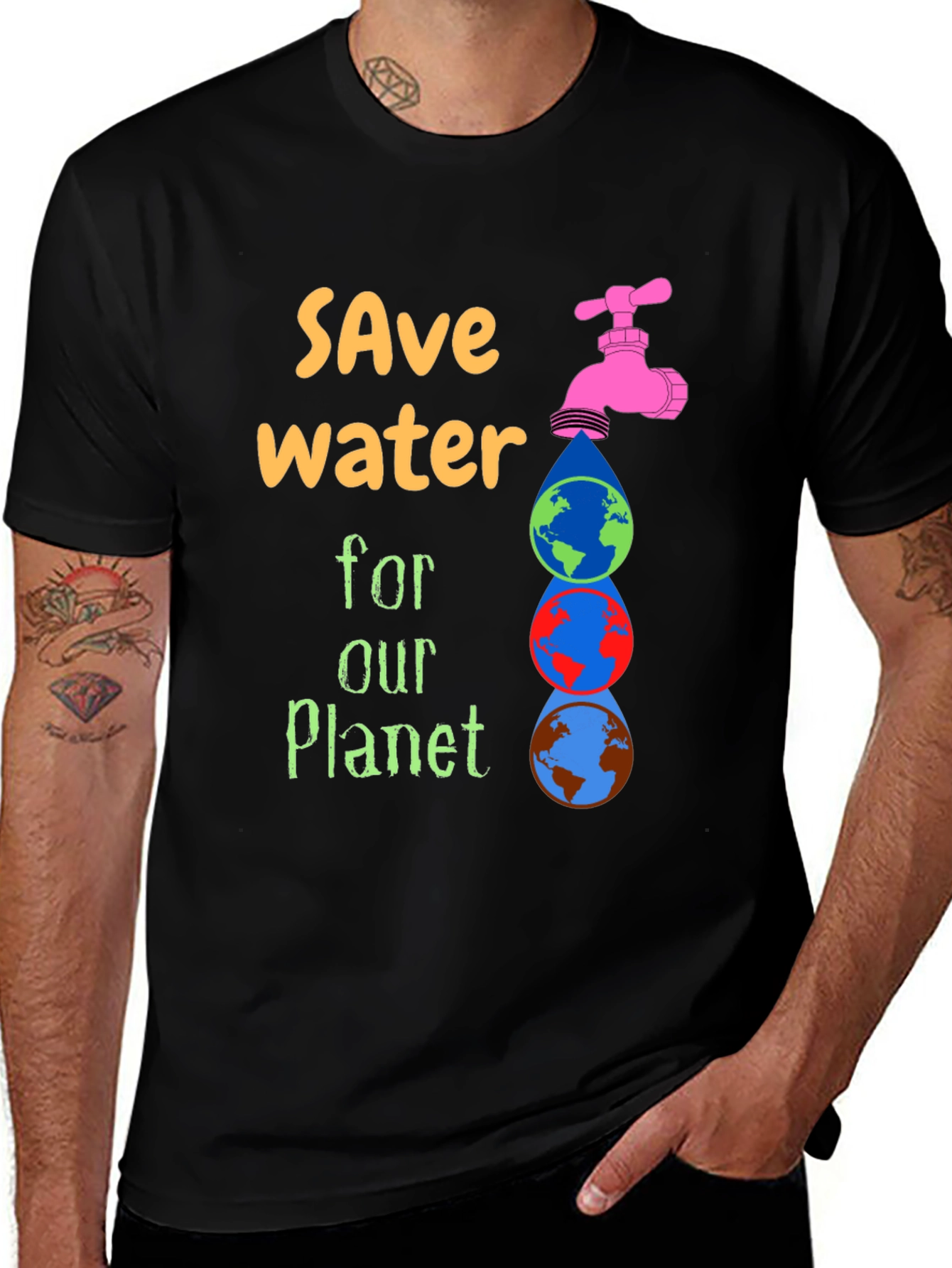 Variant 6 of Save Water Graphic Tee - Planet Conservation T-Shirt