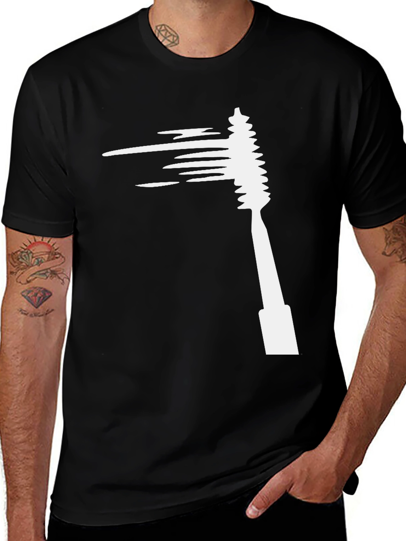 Variant 25 of Men's Black T-Shirt with Mascara Brush Graphic