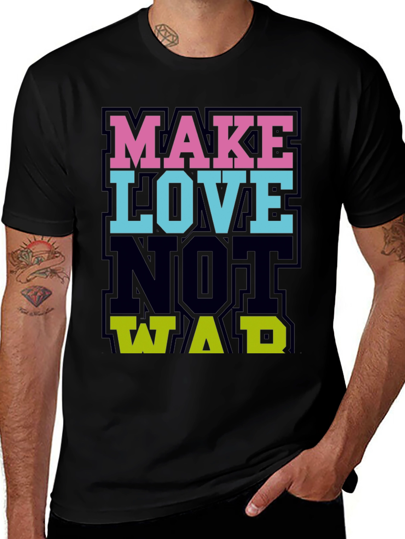 Variant 6 of Make Love Not War Graphic Tee - Black