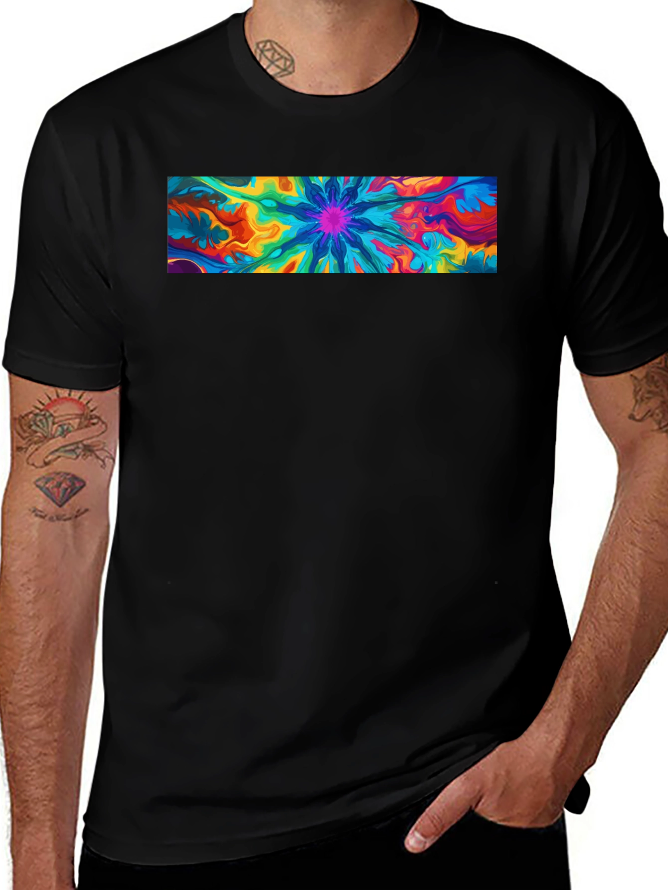 Variant 27 of Abstract Colorful Graphic Black T-Shirt