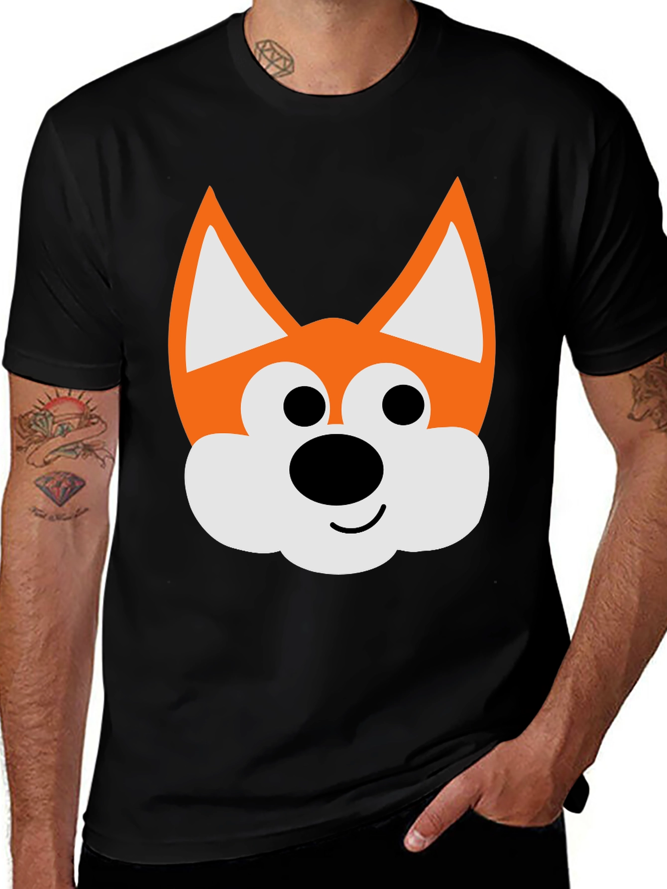 Variant 20 of Fun Fox Face Black T-Shirt