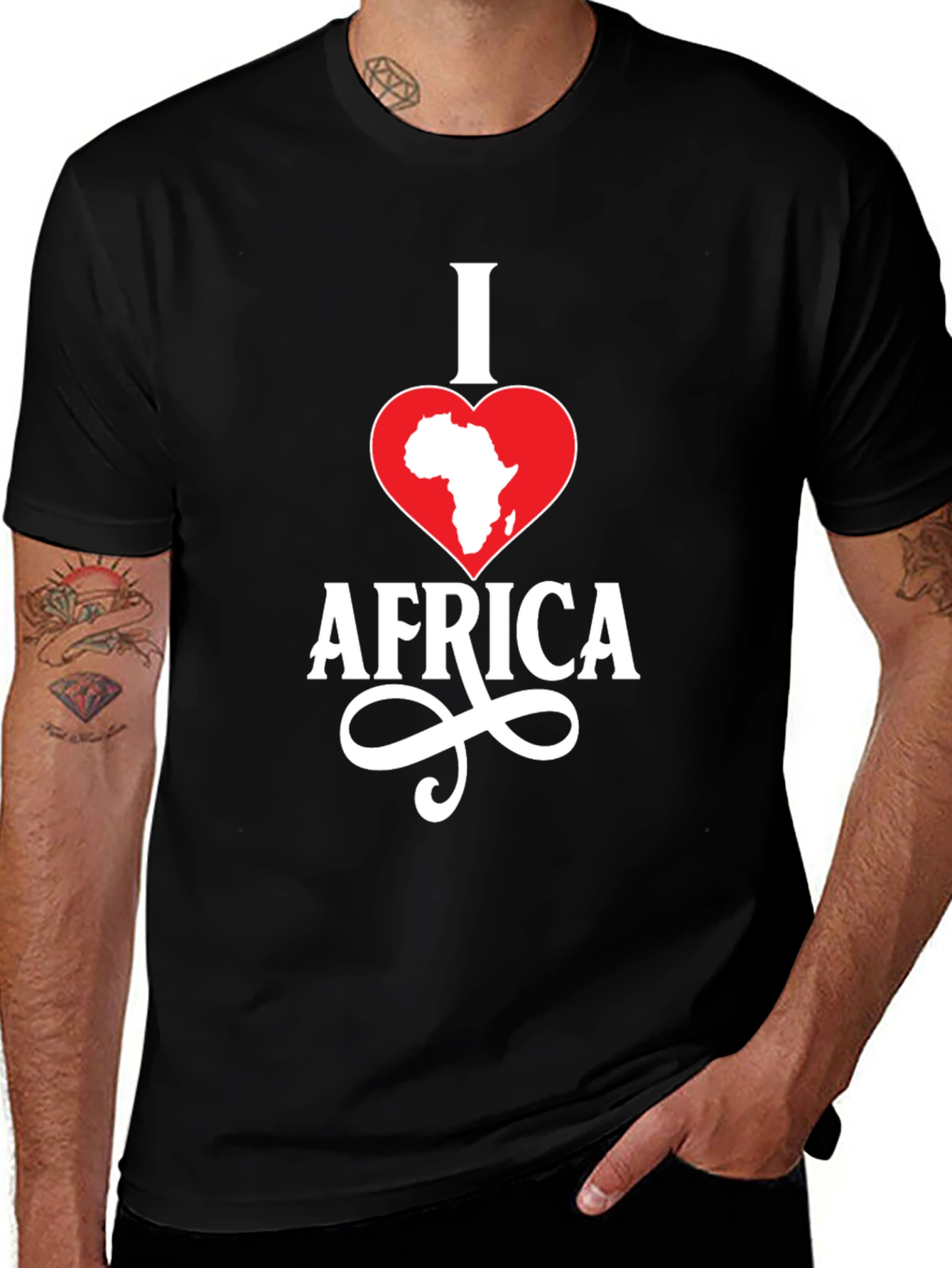 I Love Africa T-Shirt - Black Cotton Tee