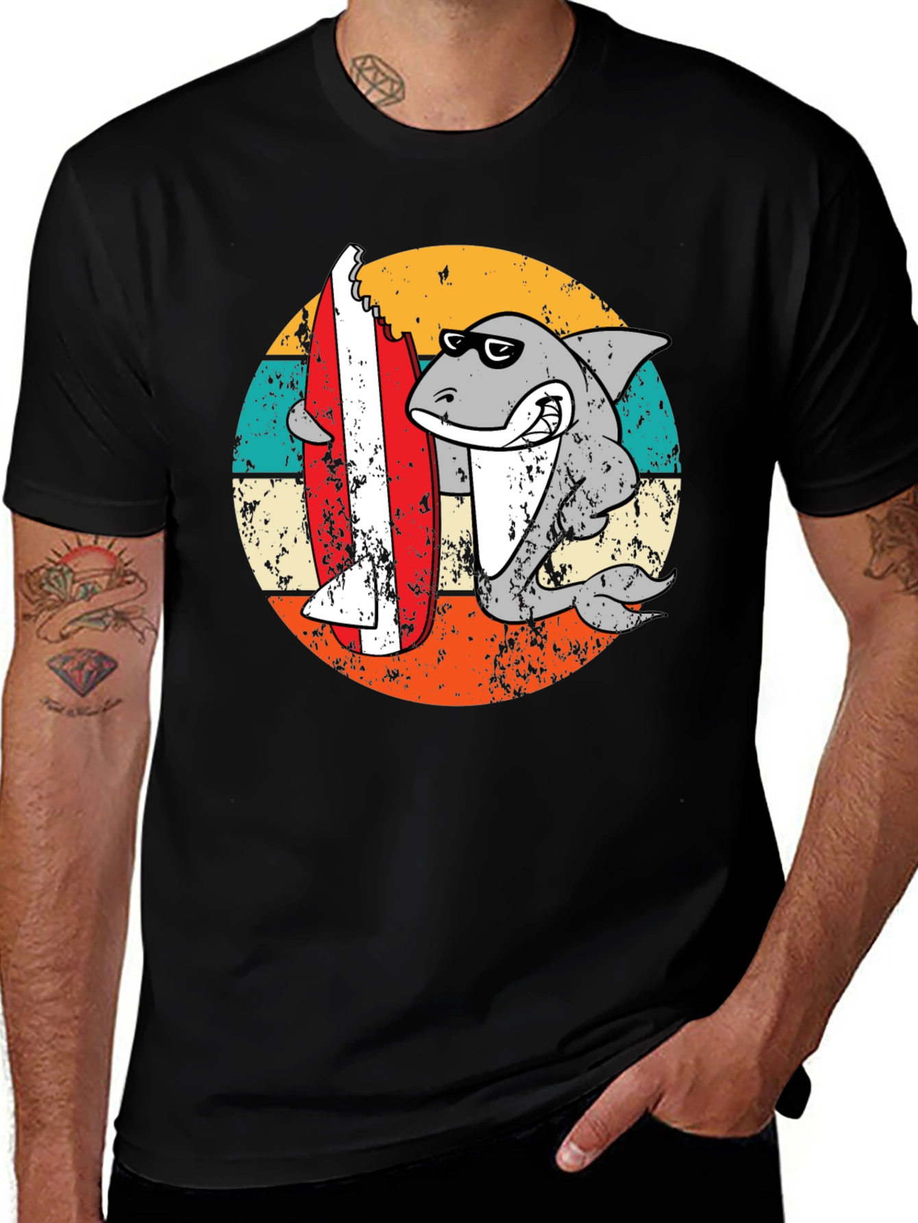 Variant 6 of Shark Surfboard Bite T-Shirt