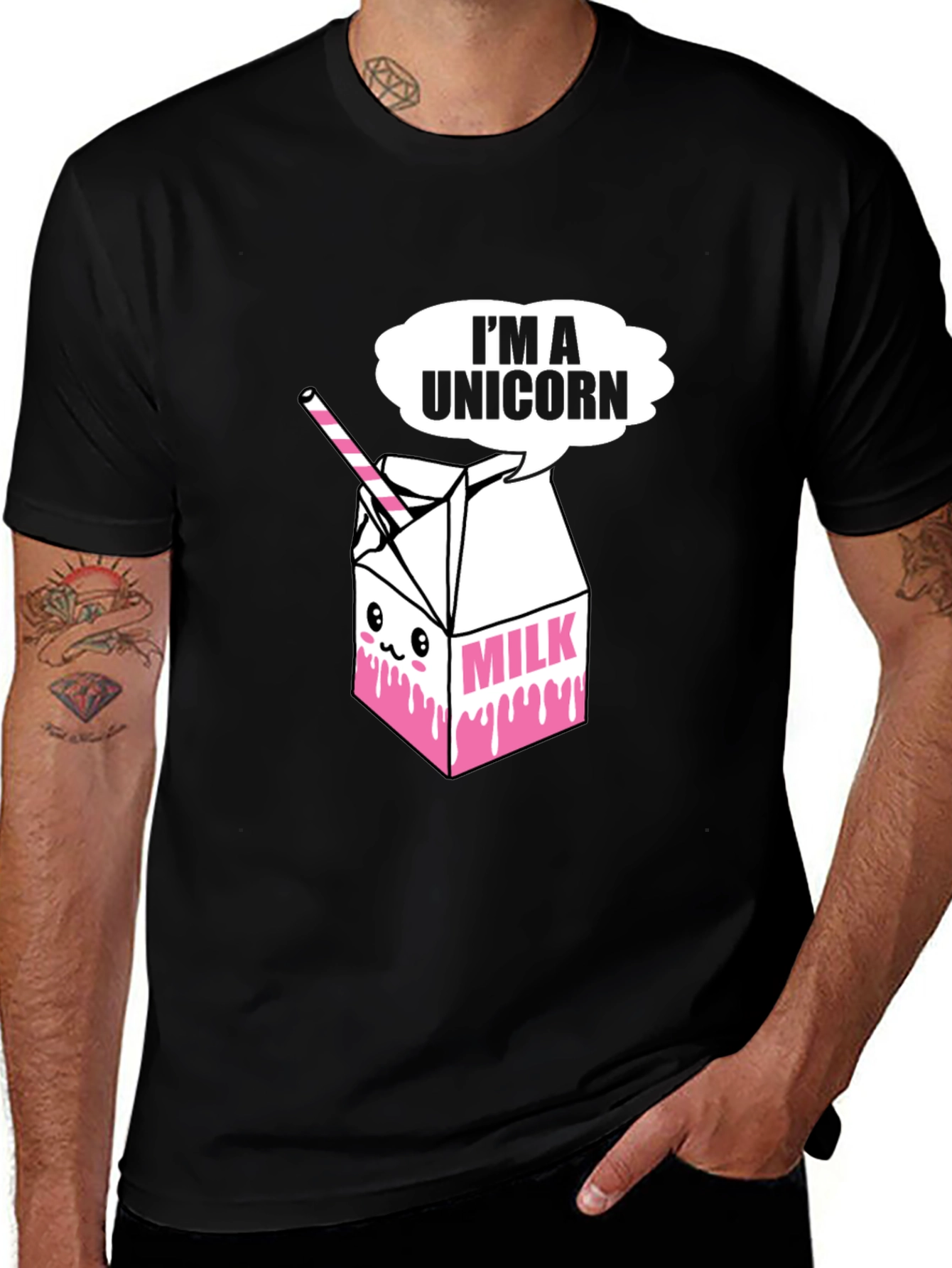 Variant 13 of I'm A Unicorn Kawaii Milk Cartoon Black T-Shirt