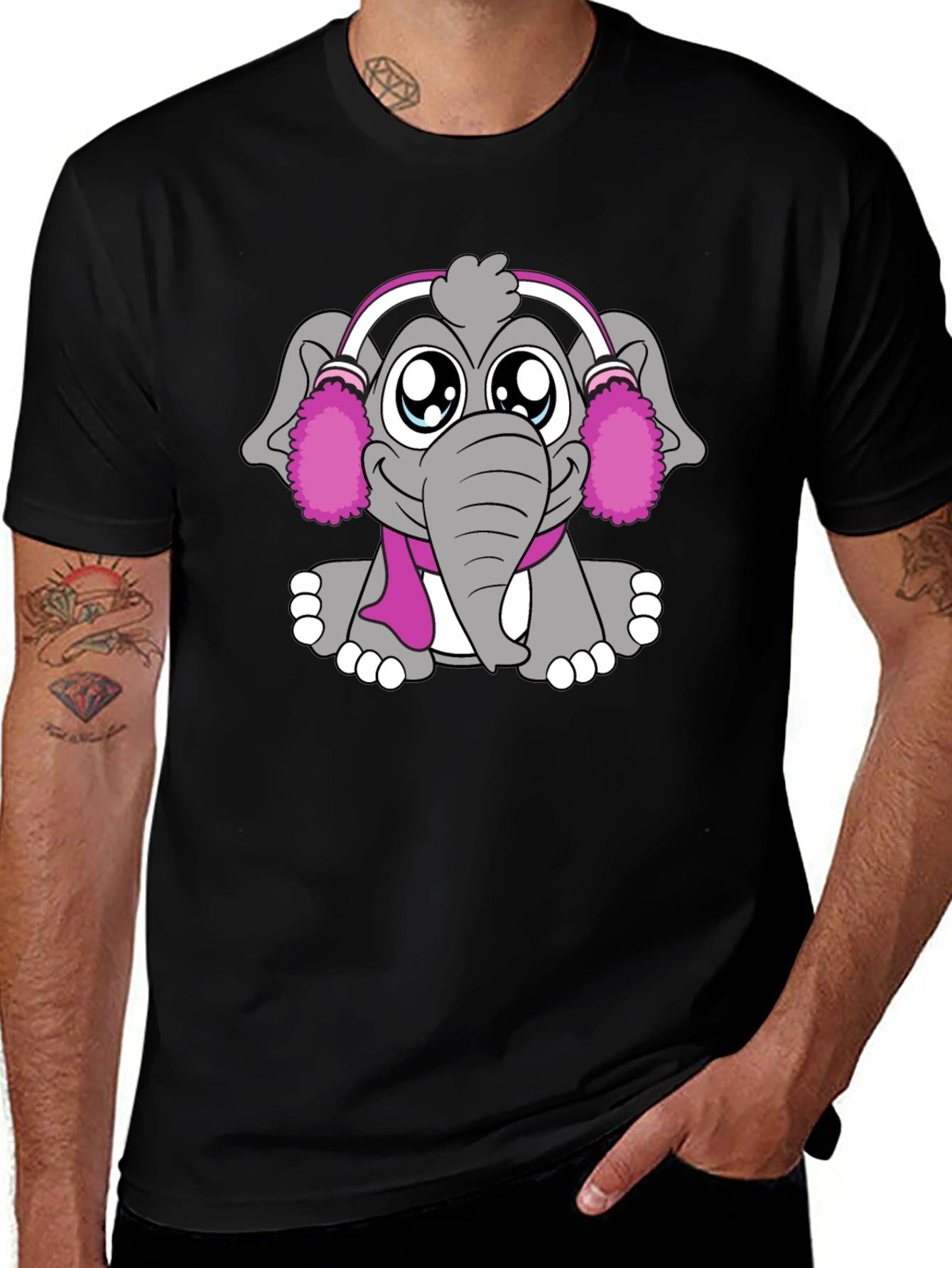 Variant 6 of Elephant Graphic Tee - Cute & Comfortable Black T-Shirt