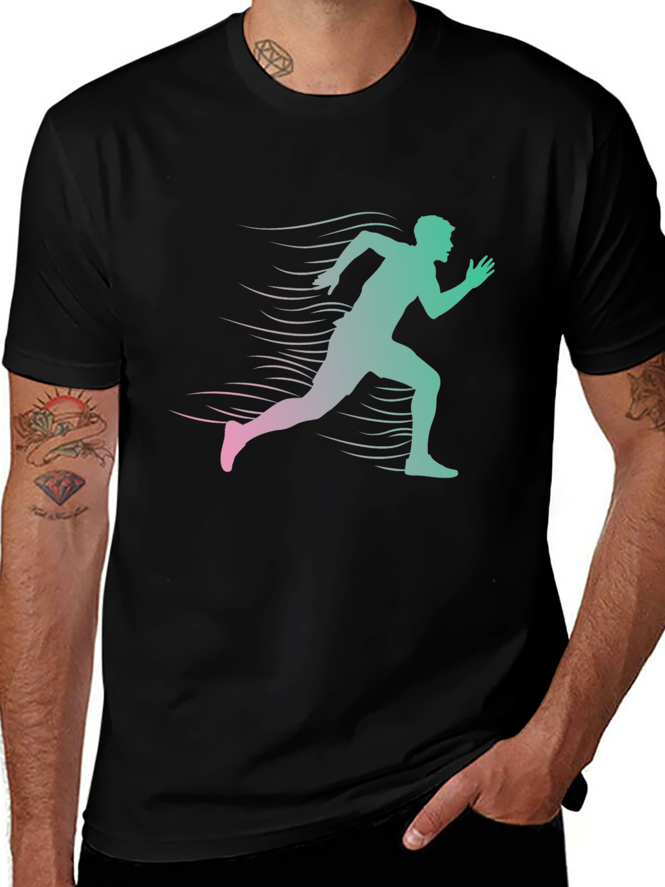 Variant 24 of Runner Graphic Black T-Shirt