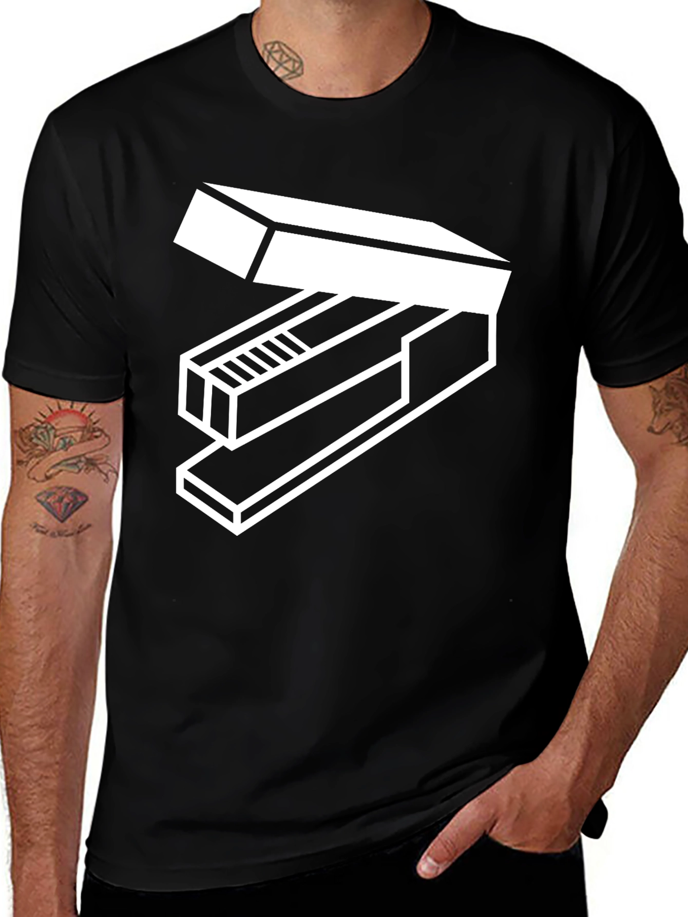 Variant 6 of Geometric Stapler Graphic Tee - Cool & Unique Design