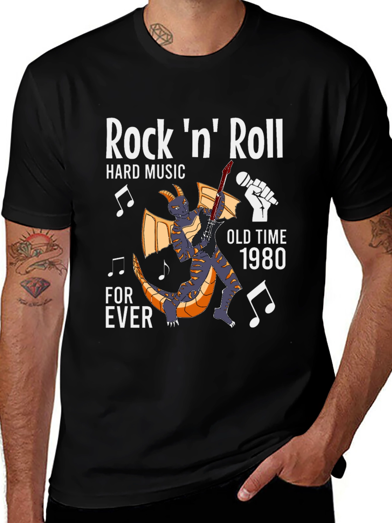 Variant 20 of Rock 'n' Roll Dragon Graphic Tee - Vintage 1980s Style