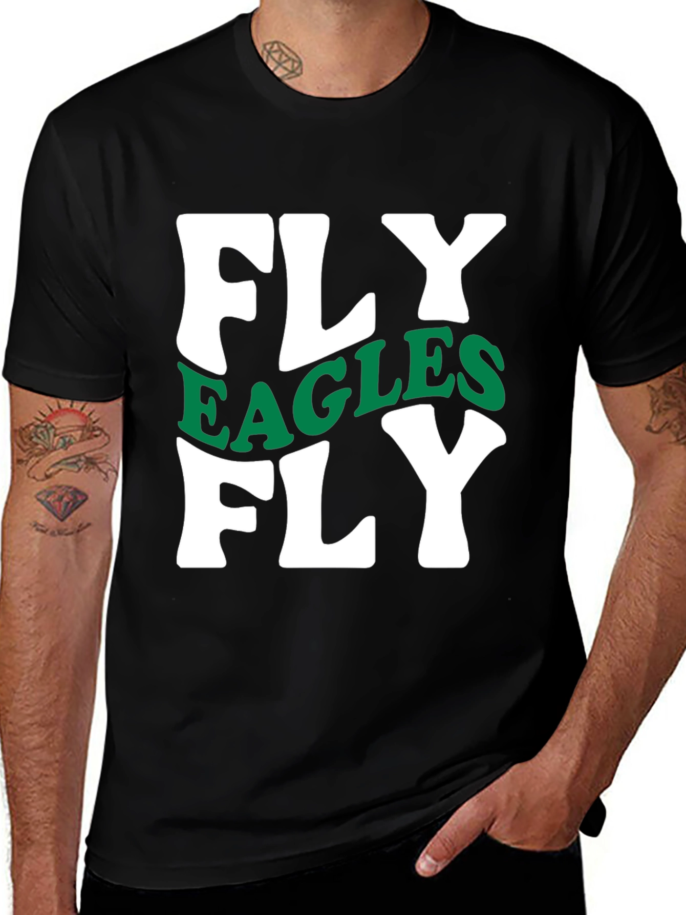 Fly Eagles Fly Black Graphic T-Shirt