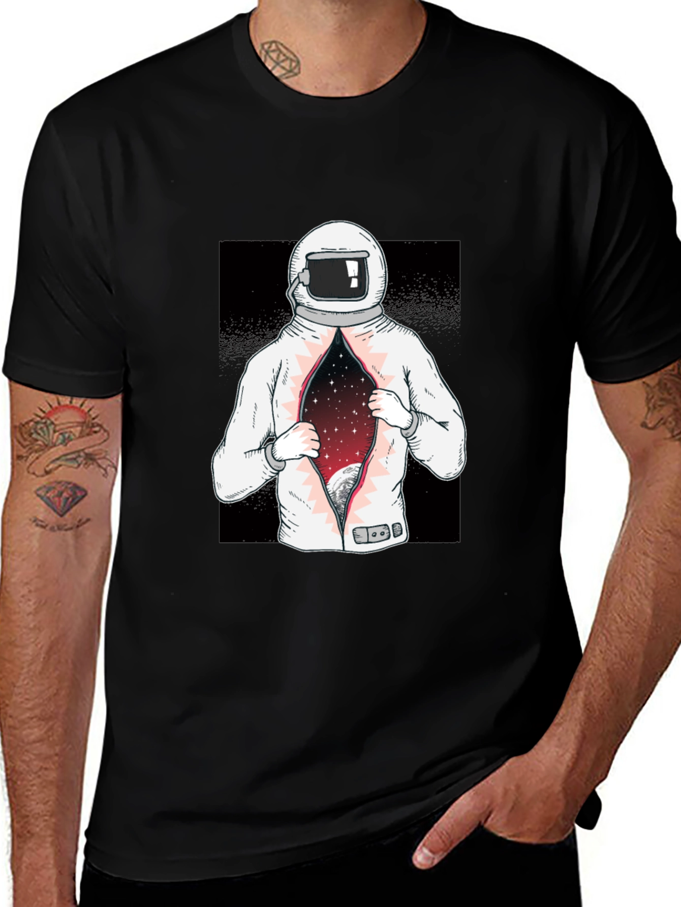 Variant 3 of Astronaut Space Galaxy T-Shirt - Black Graphic Tee