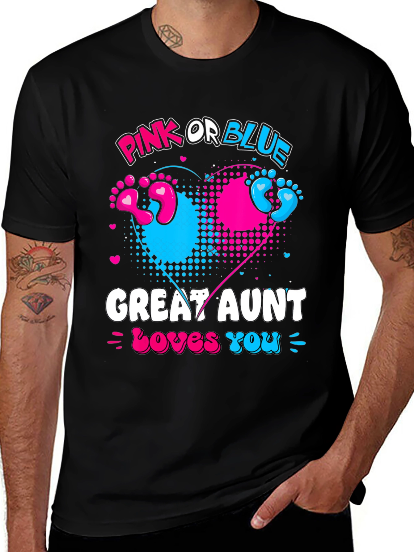 Variant 30 of Pink or Blue Great Aunt Loves You Gender Reveal T-Shirt