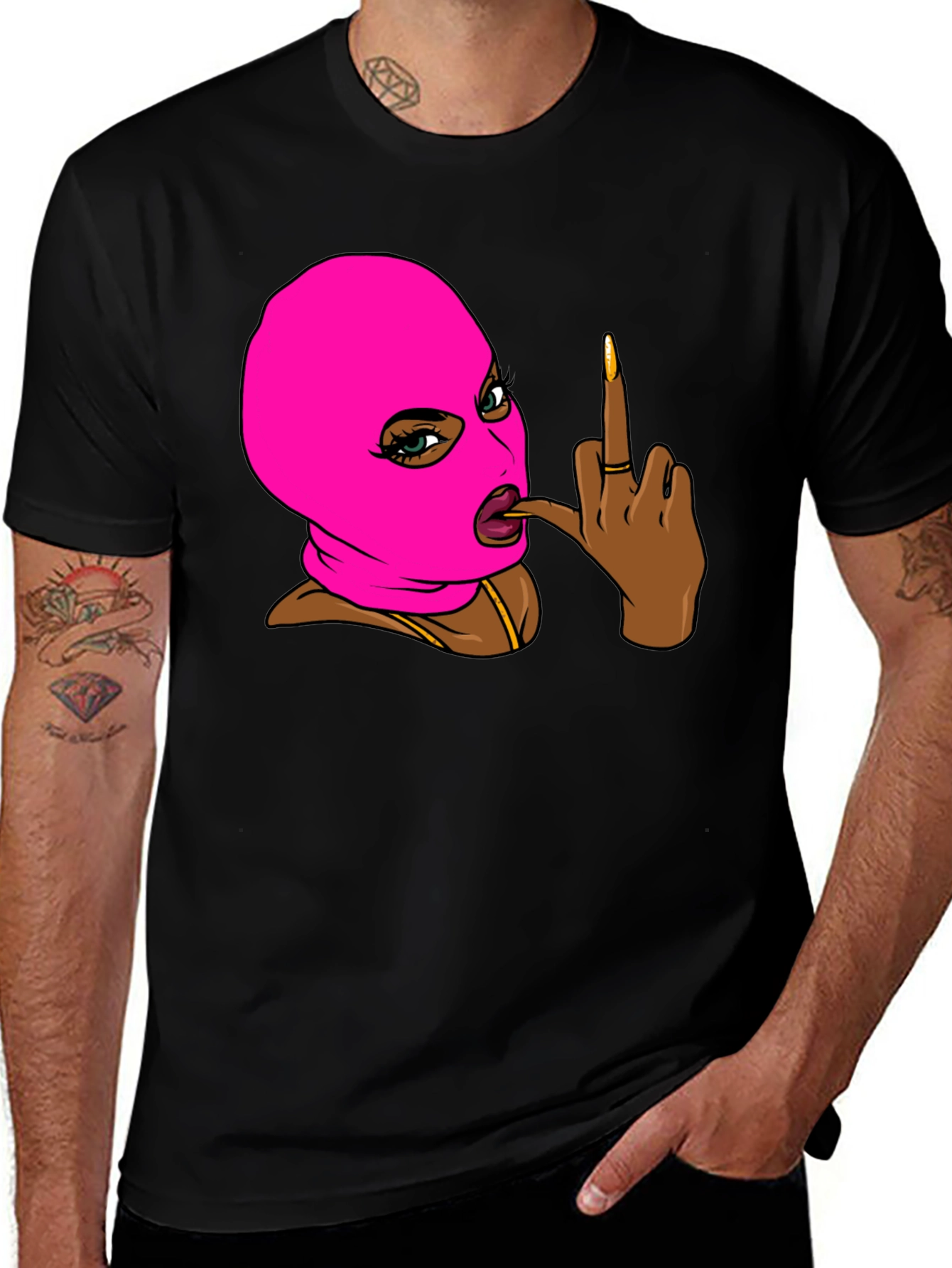 Variant 17 of Ski Mask Girl Graphic T-Shirt - Black
