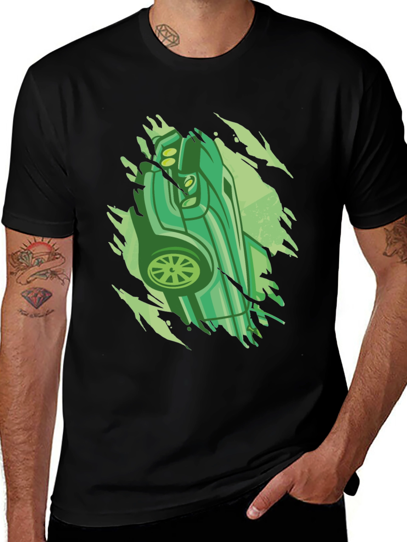 Variant 16 of Green Futuristic Car Graphic Tee