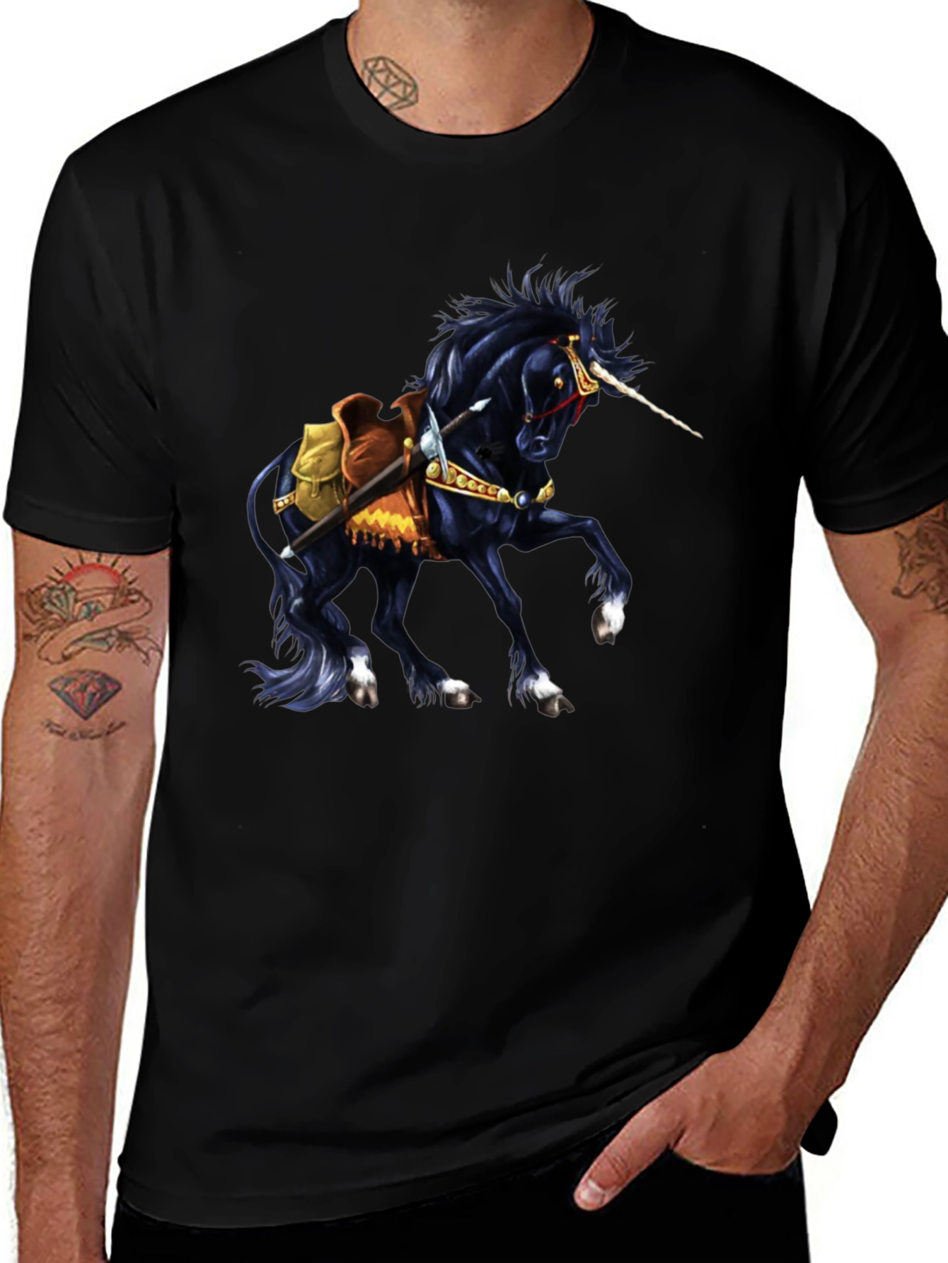 Variant 29 of Unicorn Graphic Tee - Black Cotton T-Shirt