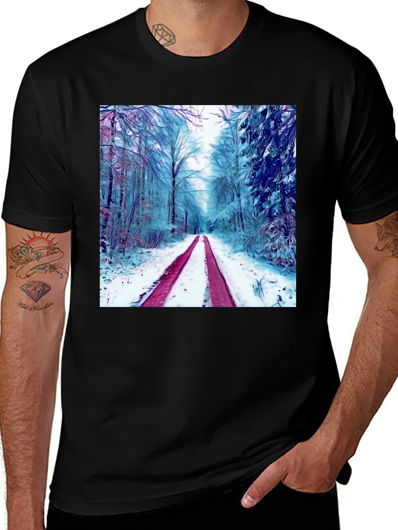Variant 3 of Winter Forest Graphic Tee - Nature Lover's T-Shirt
