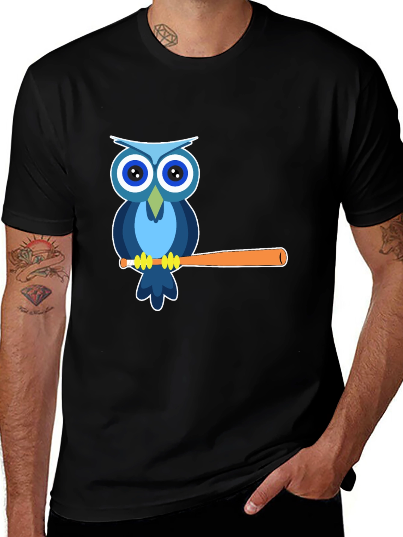 Variant 3 of Owl on Baseball Bat Graphic Tee