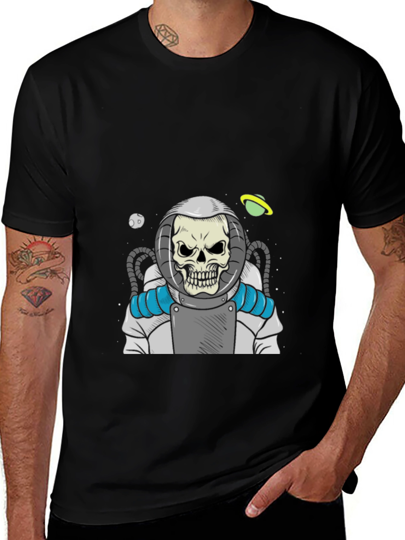 Variant 25 of Astronaut Skull Graphic Tee - Space Skeleton T-Shirt