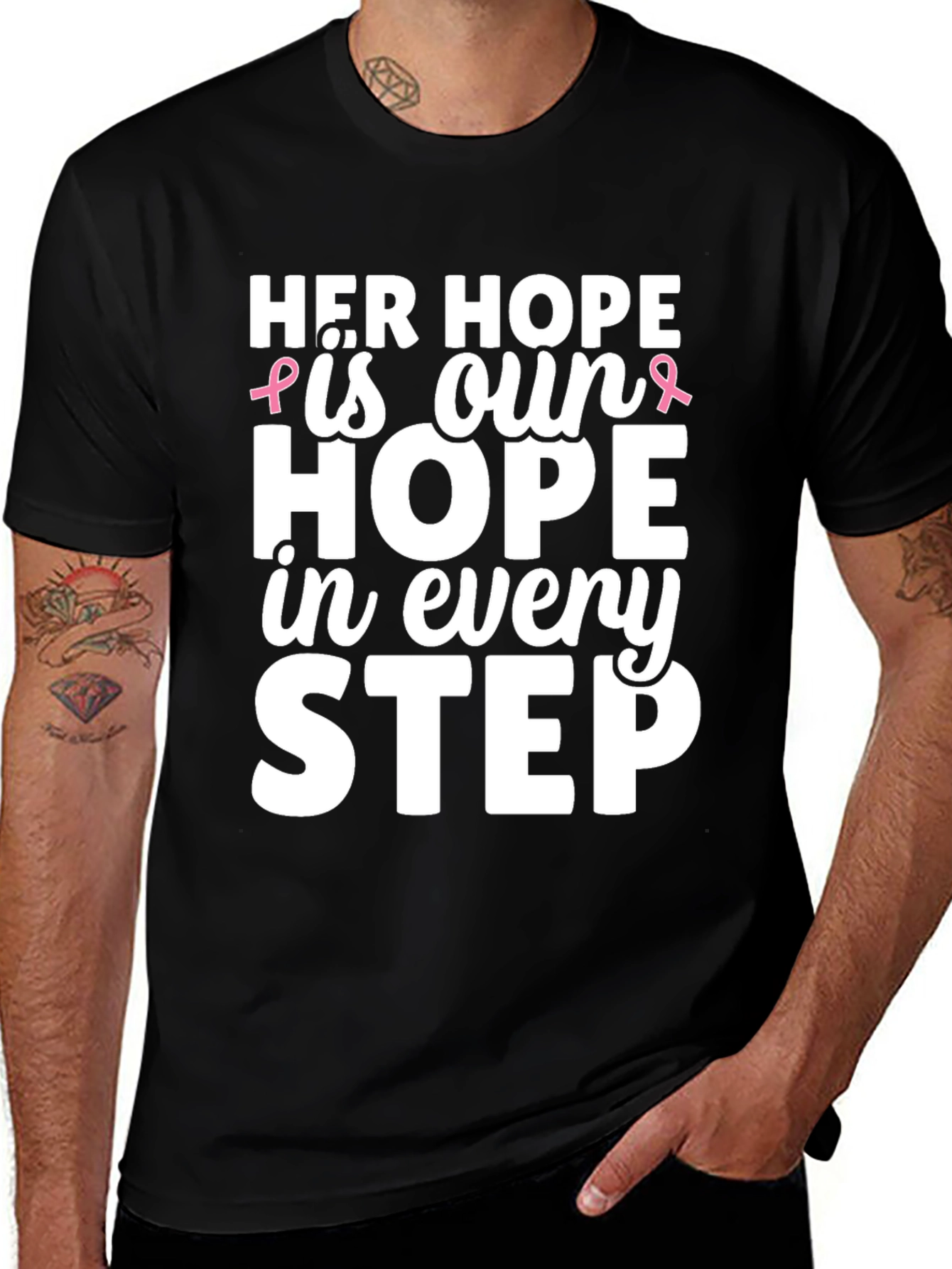 Her Hope T-Shirt Breast Cancer Awareness Ribbon