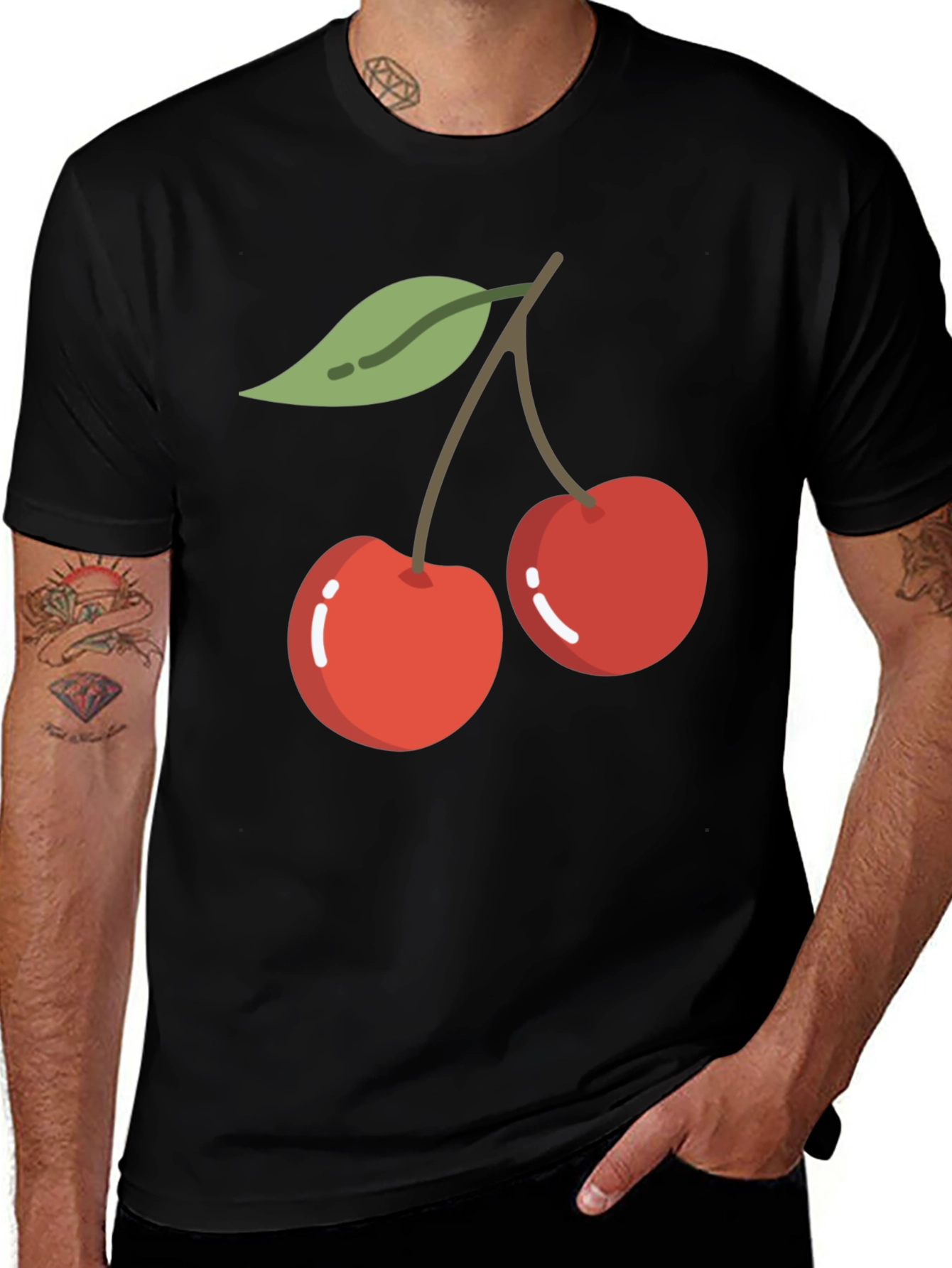 Variant 16 of Cherry Graphic Black T-Shirt