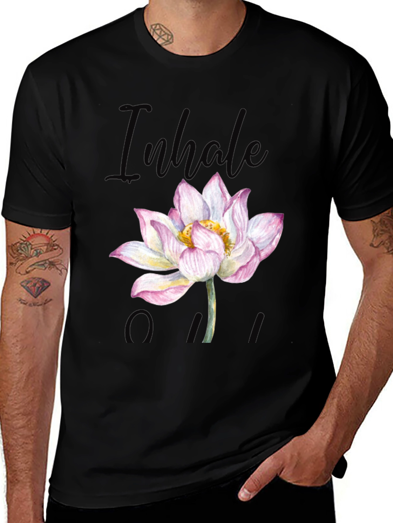 Variant 23 of Inhale Exhale Lotus Flower Graphic T-Shirt