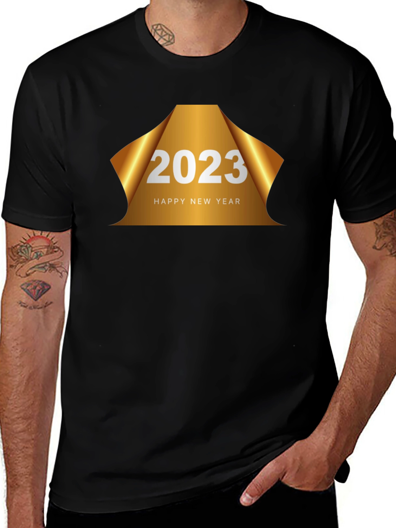 Variant 7 of Happy New Year 2023 Black T-Shirt