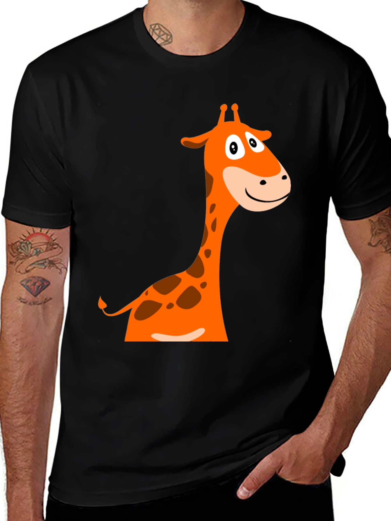Variant 12 of Giraffe Graphic Tee - Fun Cartoon Design