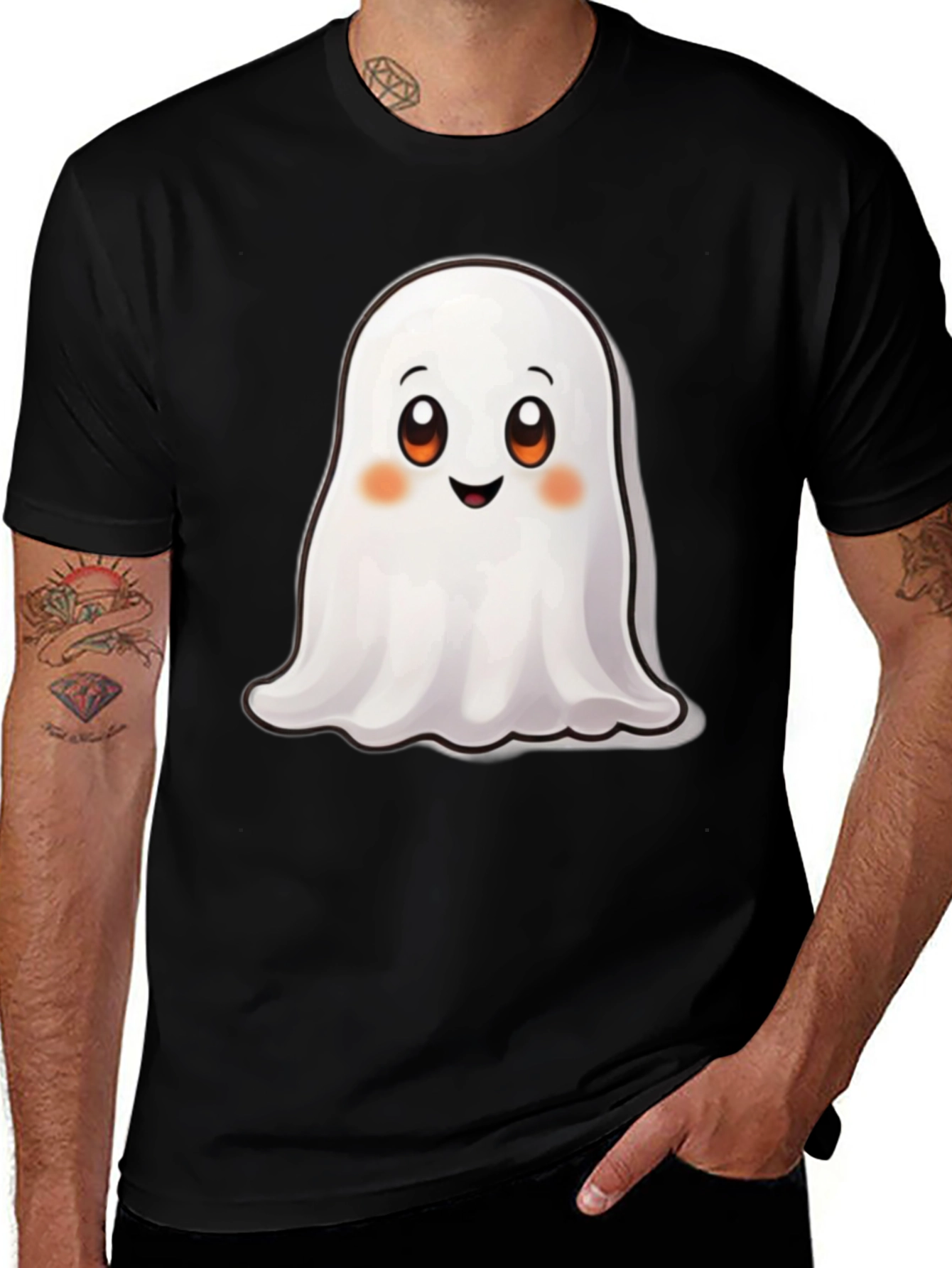 Variant 16 of Cute Ghost Graphic Black T-Shirt