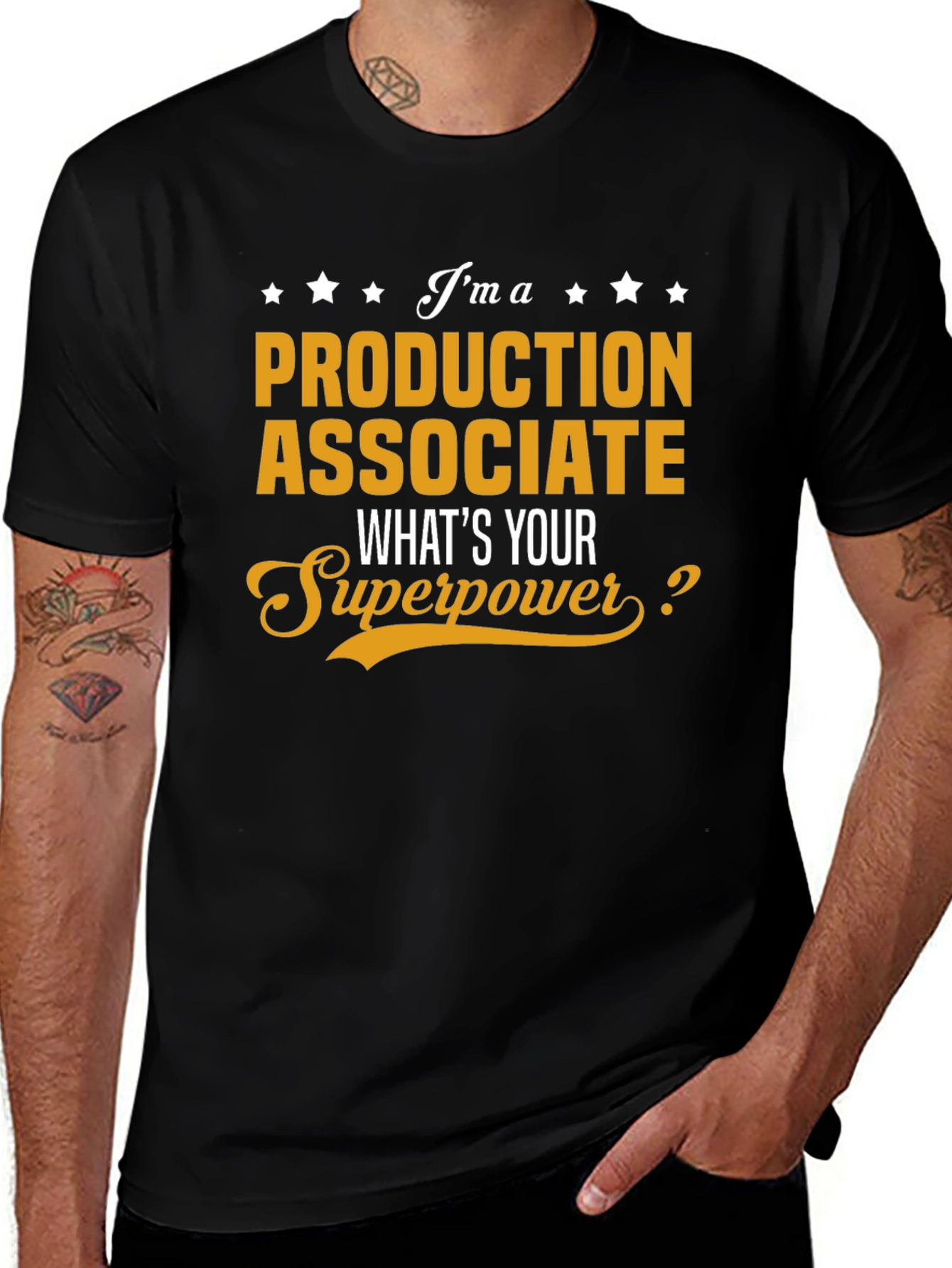 Variant 20 of Production Associate Superpower Black Graphic T-Shirt
