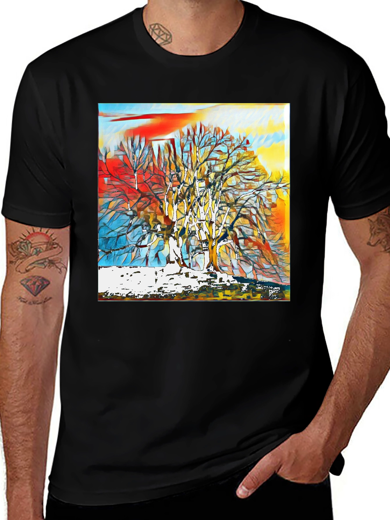 Variant 24 of Abstract Tree Print T-Shirt - Artistic Nature Tee