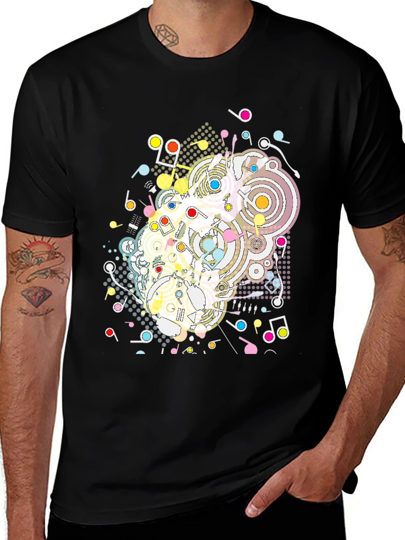 Variant 22 of Abstract Music Note Graphic Tee - Modern Black T-Shirt