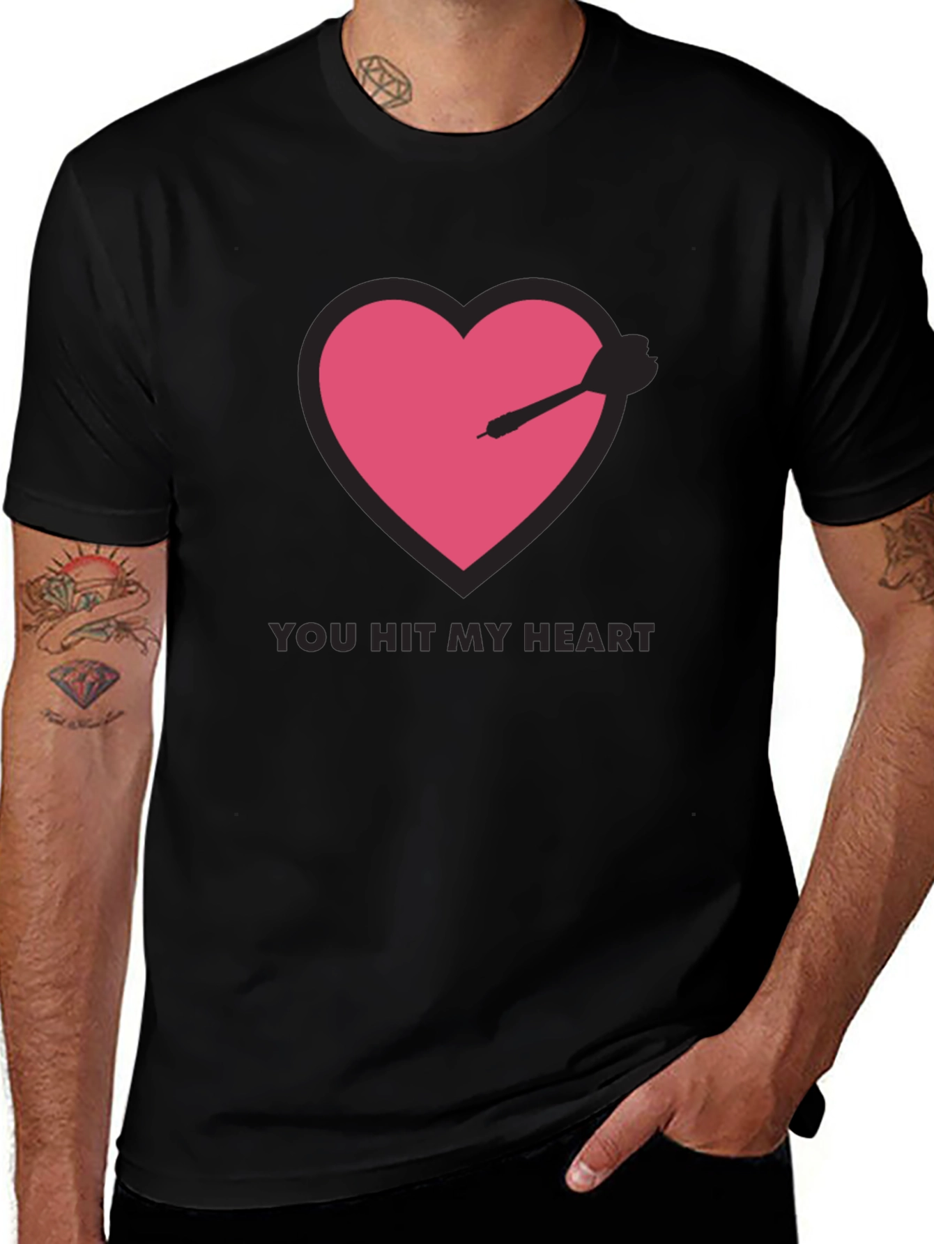 You Hit My Heart Black T-Shirt