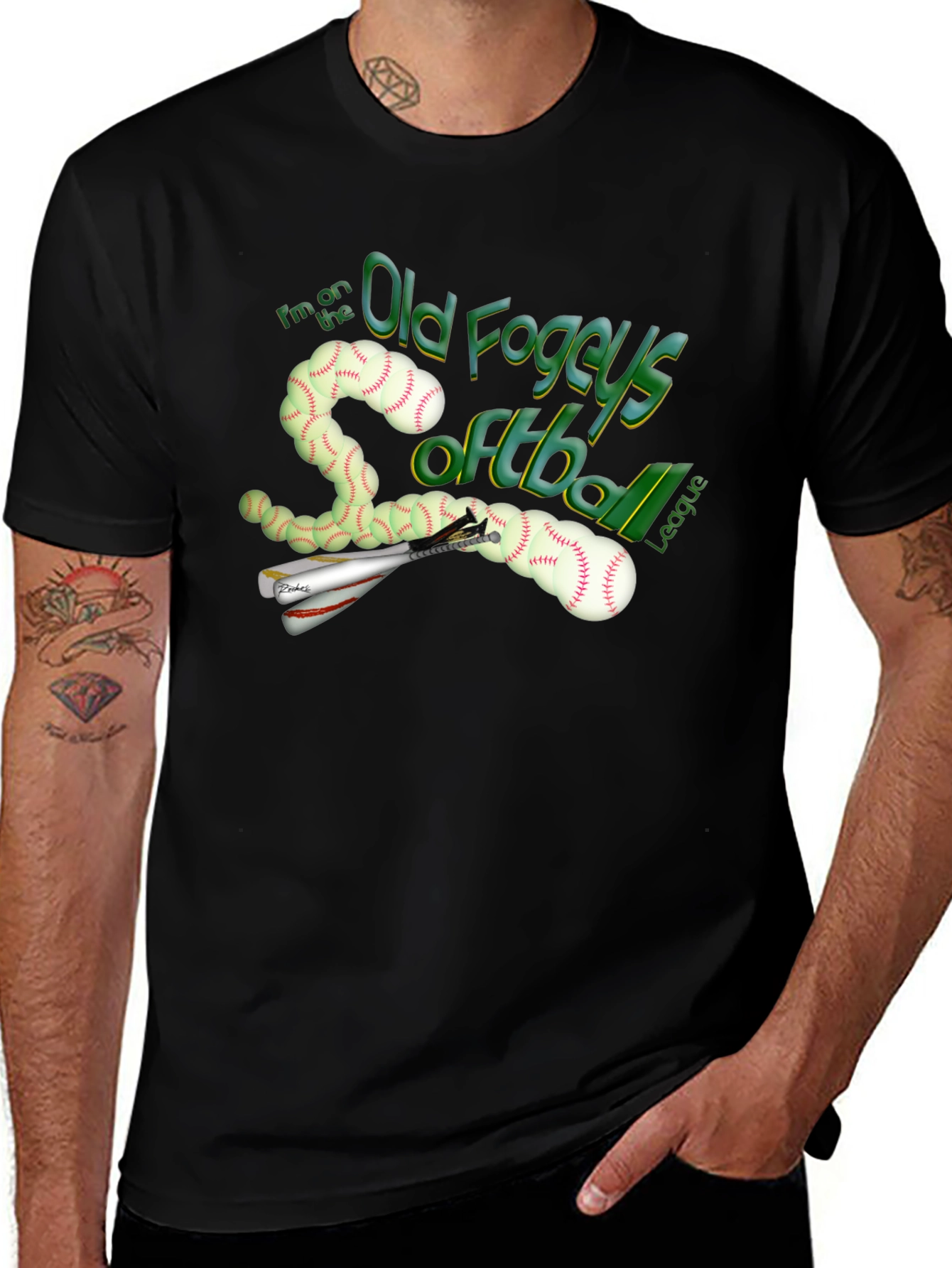 Variant 26 of Old Fogey's Softball League Graphic T-Shirt