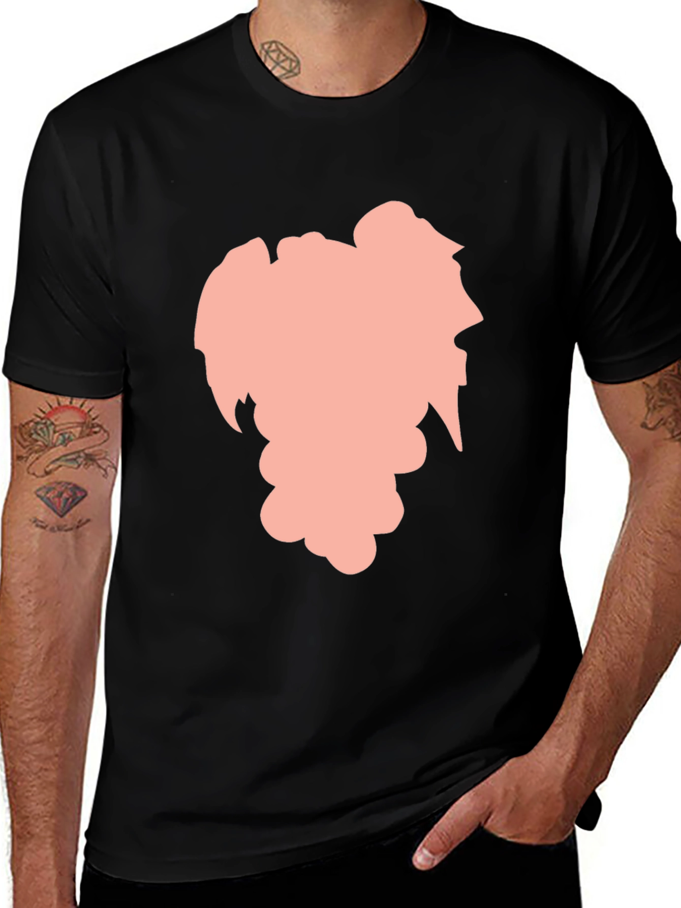 Stylish Black Graphic Tee - Abstract Silhouette Design