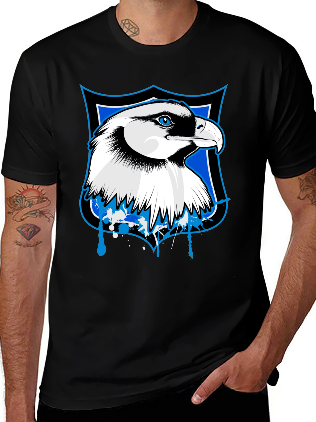 Variant 3 of Men's Eagle Shield Graphic Tee - Black
