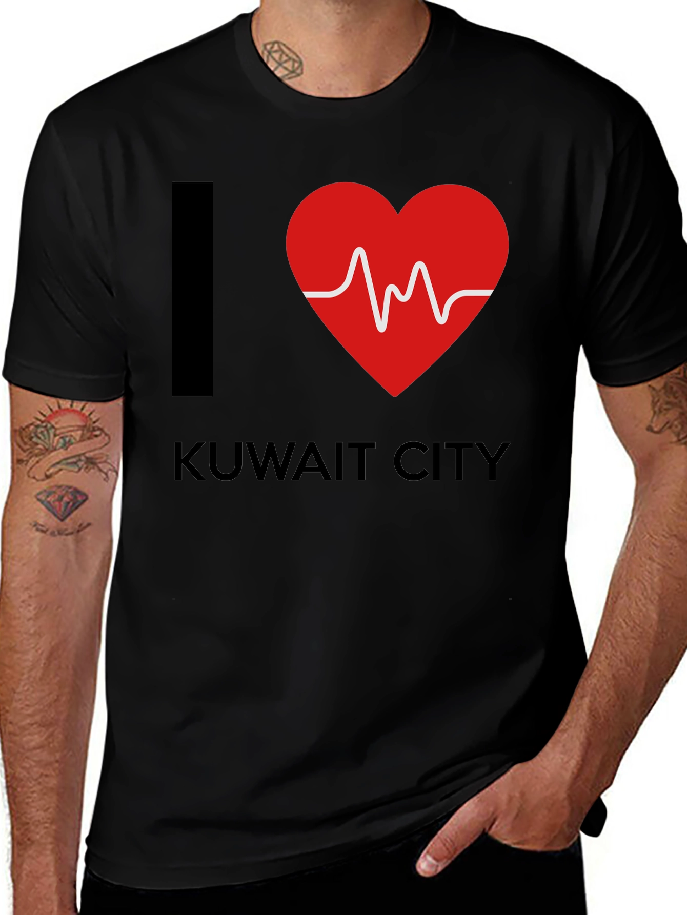 I Love Kuwait City T-Shirt Heartbeat Design