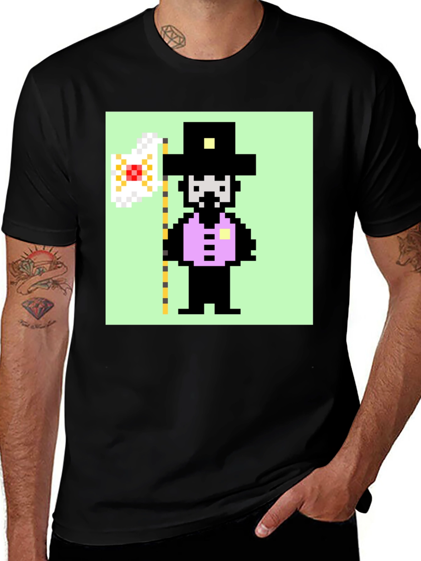 Variant 21 of Pixelated Crypto Cowboy T-Shirt