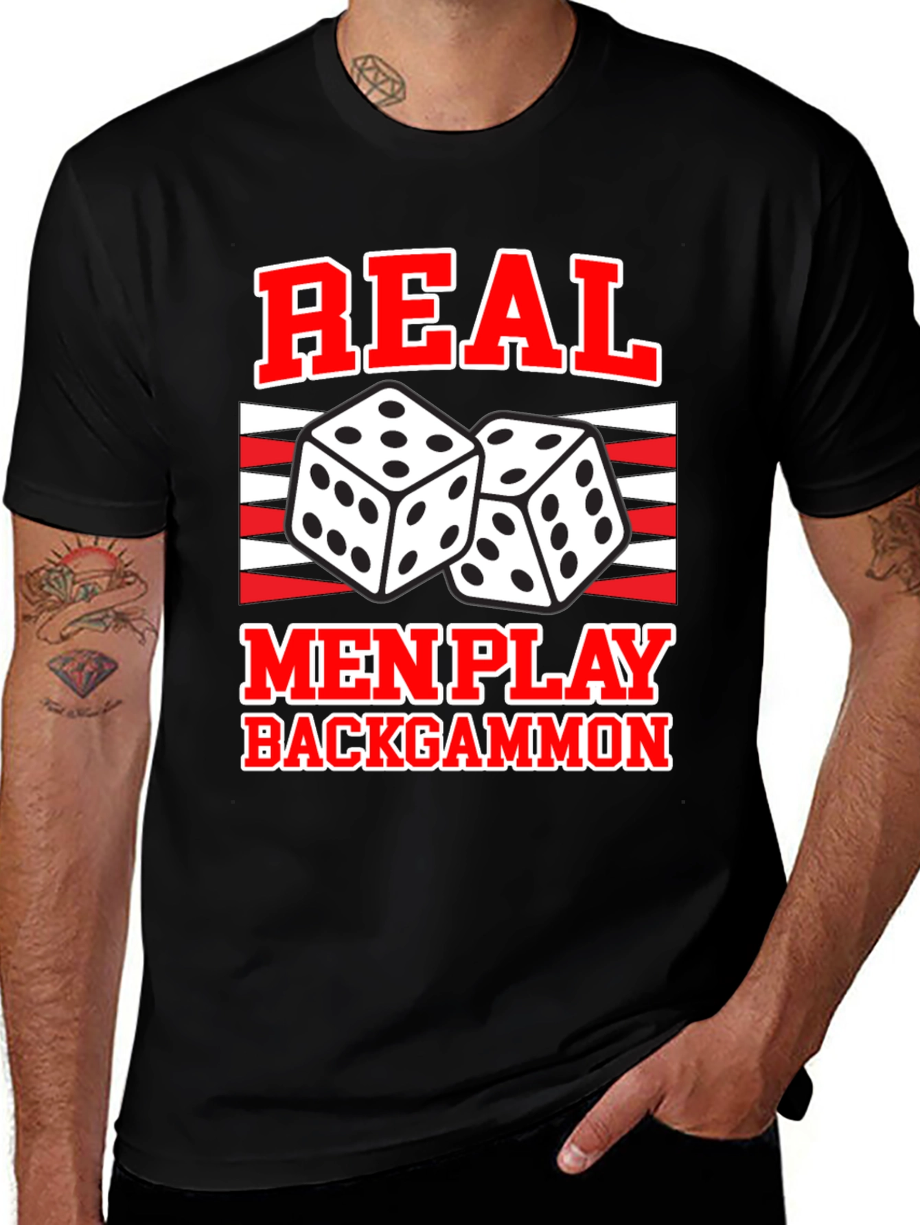 Variant 23 of Real Men Play Backgammon T-Shirt