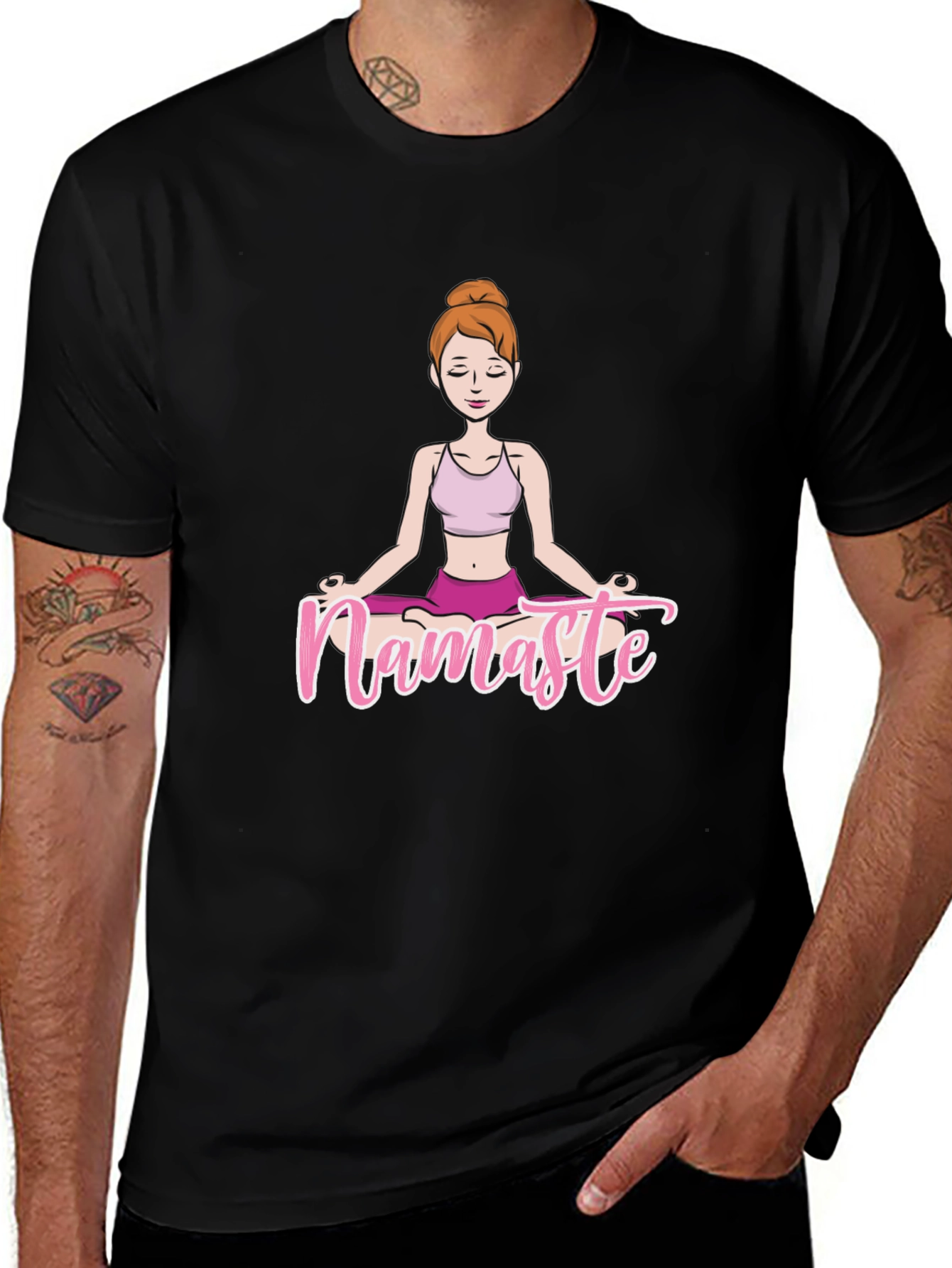 Namaste Yoga T-Shirt, Meditating Woman Design