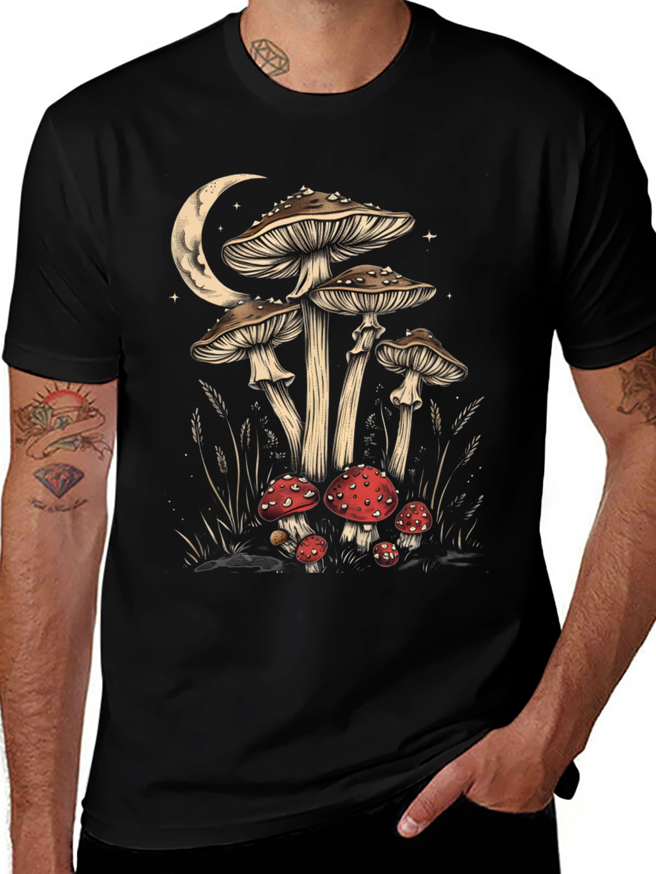 Mushroom Moon Graphic Tee - Black