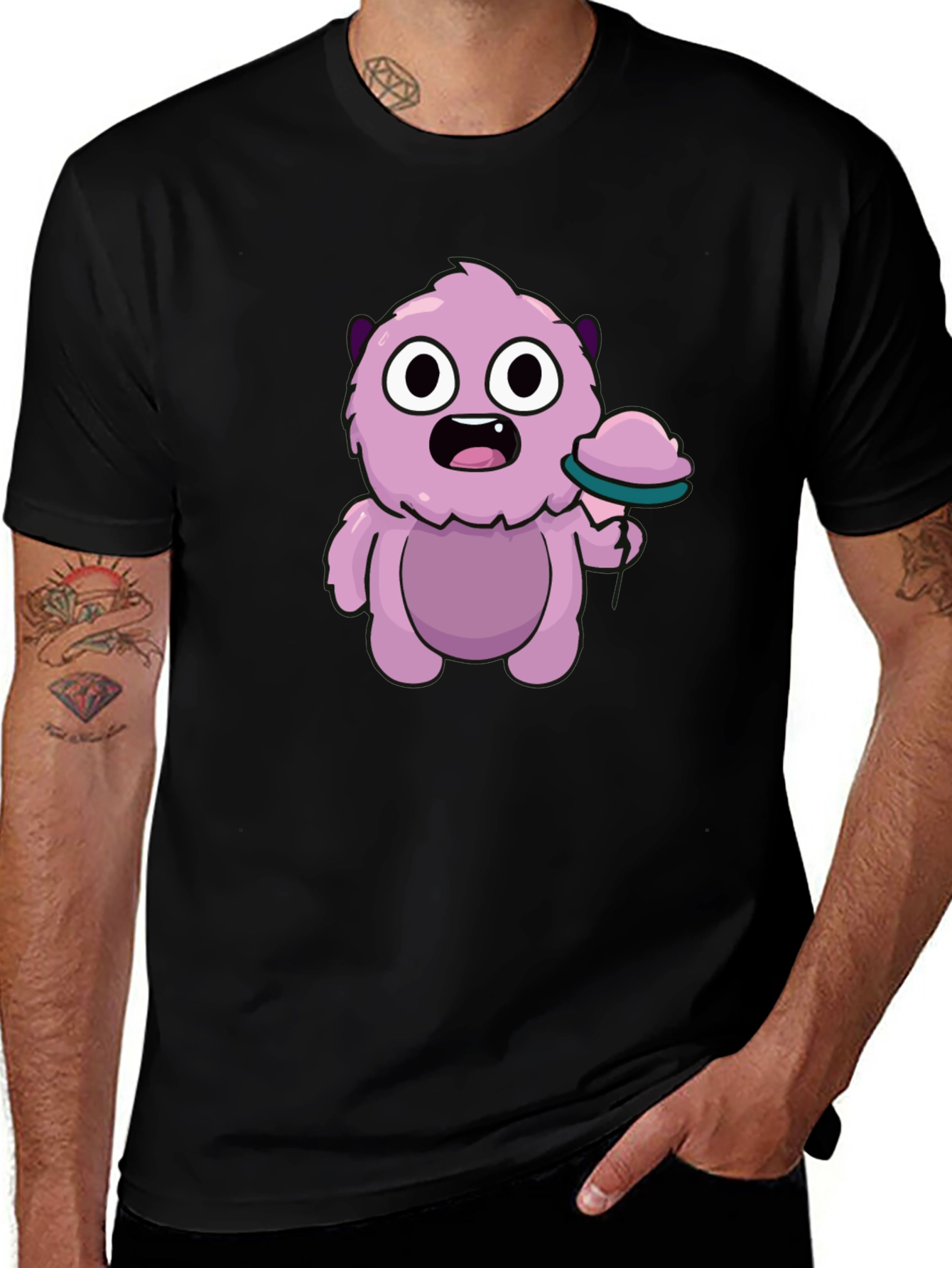 Variant 3 of Cute Cartoon Monster Black T-Shirt