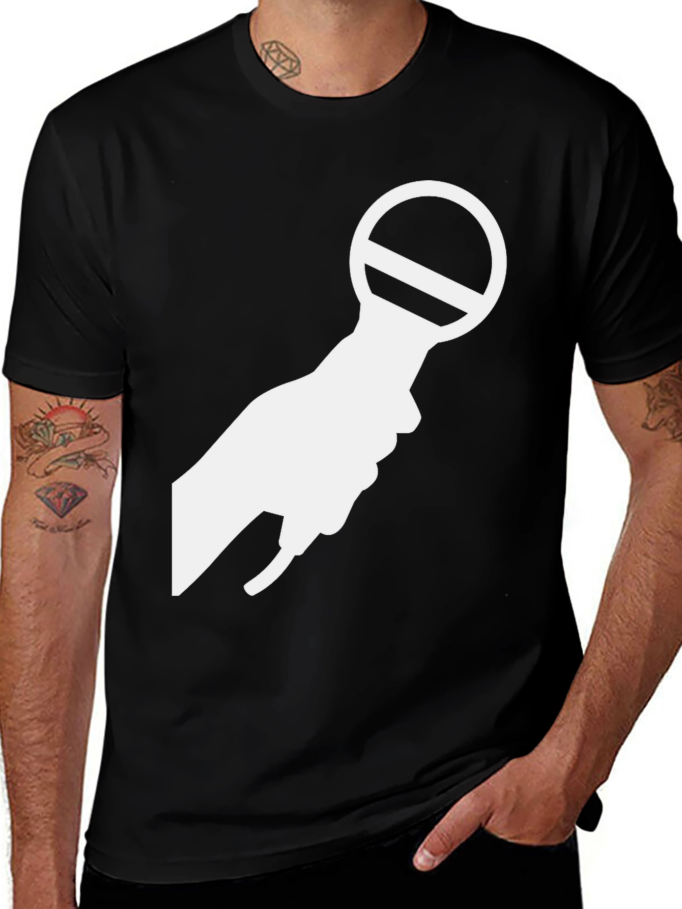Variant 28 of Black T-Shirt with White Microphone Graphic