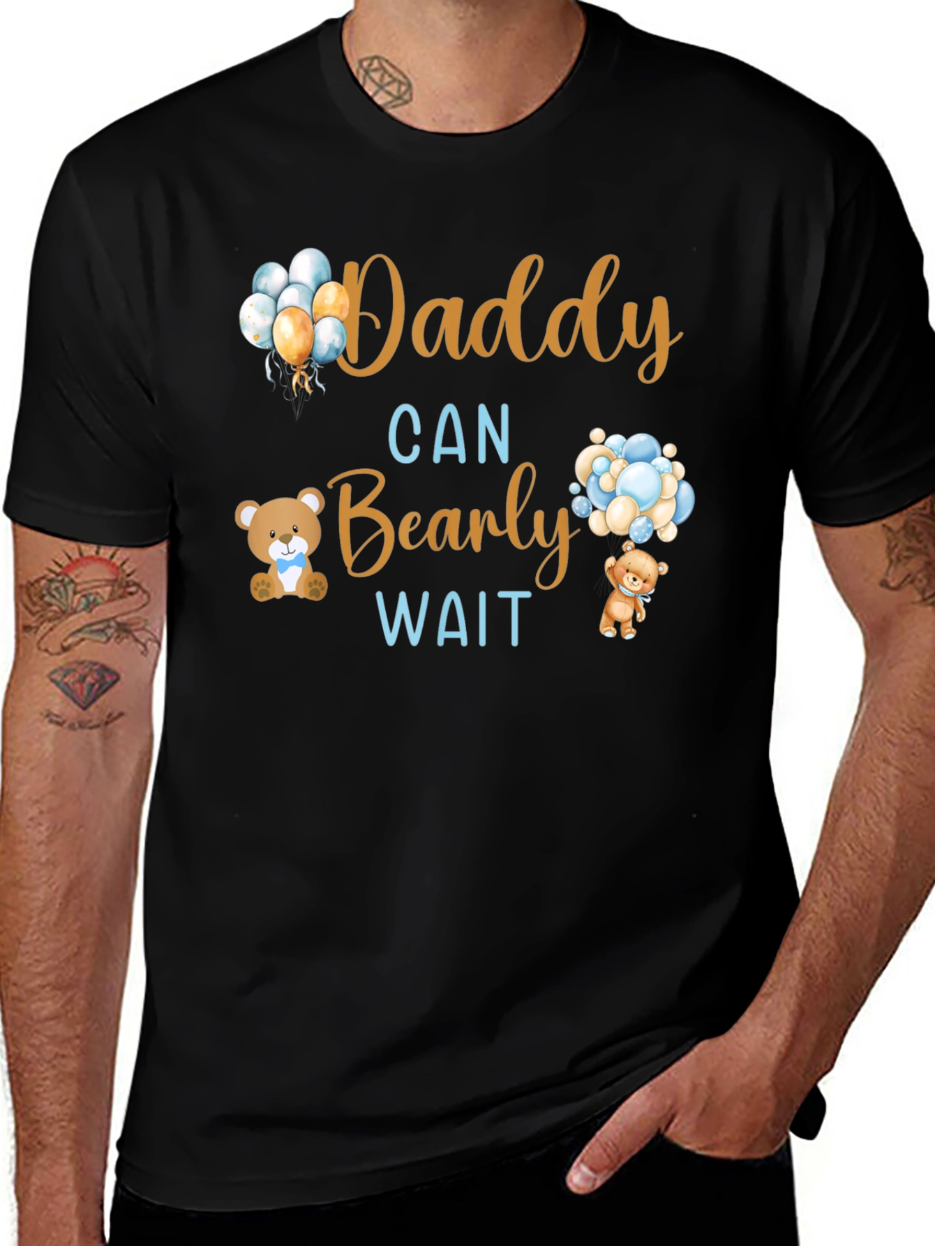 Daddy Can Bearly Wait T-Shirt - New Baby Announcement