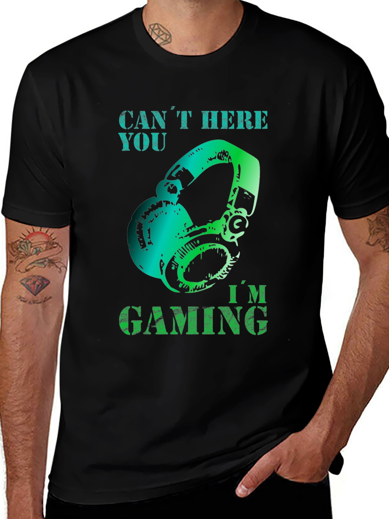 Variant 18 of Can't Here You I'm Gaming Black Graphic T-Shirt