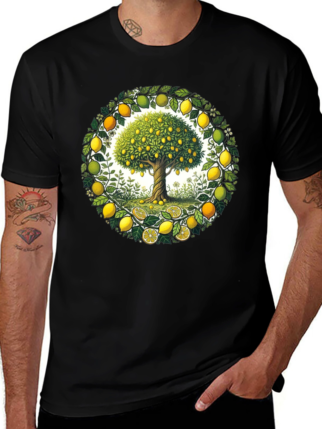 Variant 7 of Citrus Tree Graphic Tee -  Whimsical Fruit Print